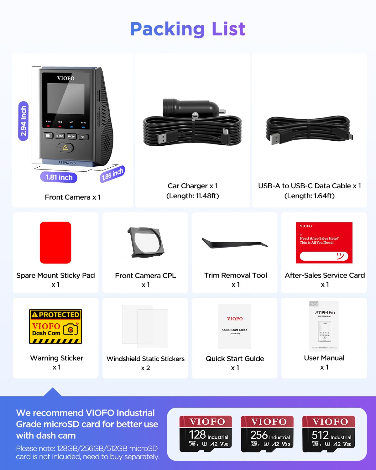VIOFO A119M Pro 4K Mini Dash Cam with Night Vision
