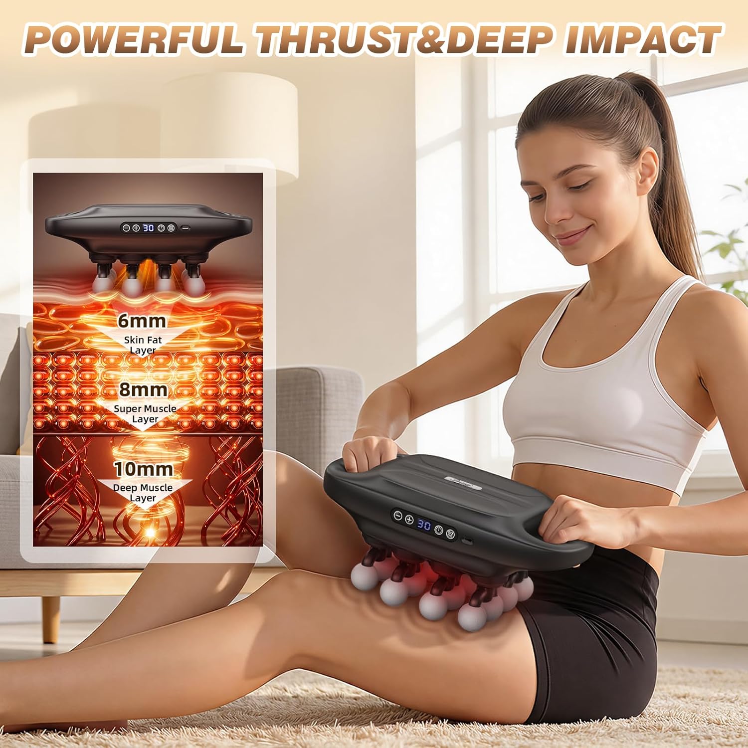 16 Head Deep Tissue Massage Gun, Percussion Muscle Massager with 3 Modes & 30 Intensities, Ultra-Quiet Massage Gun for Back,Shoulders, Legs, Foot, Muscle Pain Relief, Ideal Gift for Men Women