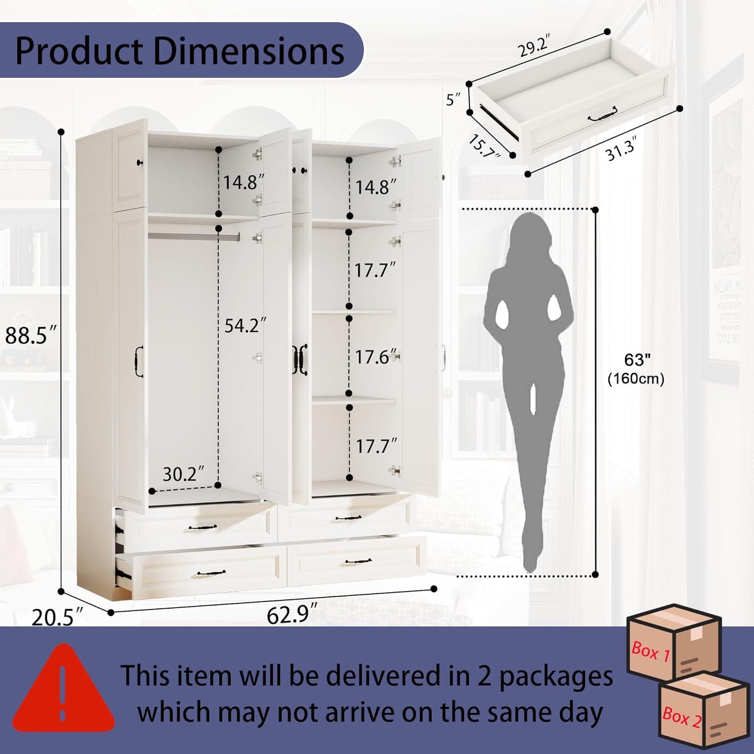 White Armoire Wardrobe Closet: 88