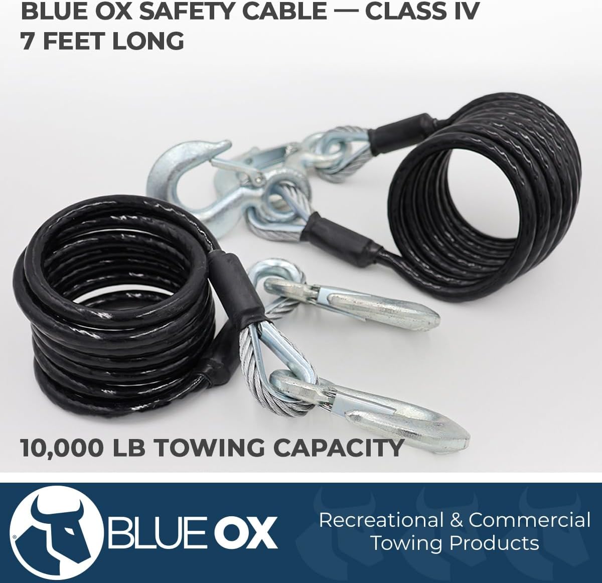 Blue Ox BX88197 Safety Cable Kit | Rating of 10,000 lbs | Protects from Accidental Disconnection | Offers Security When Towing | Length of 7 Feet