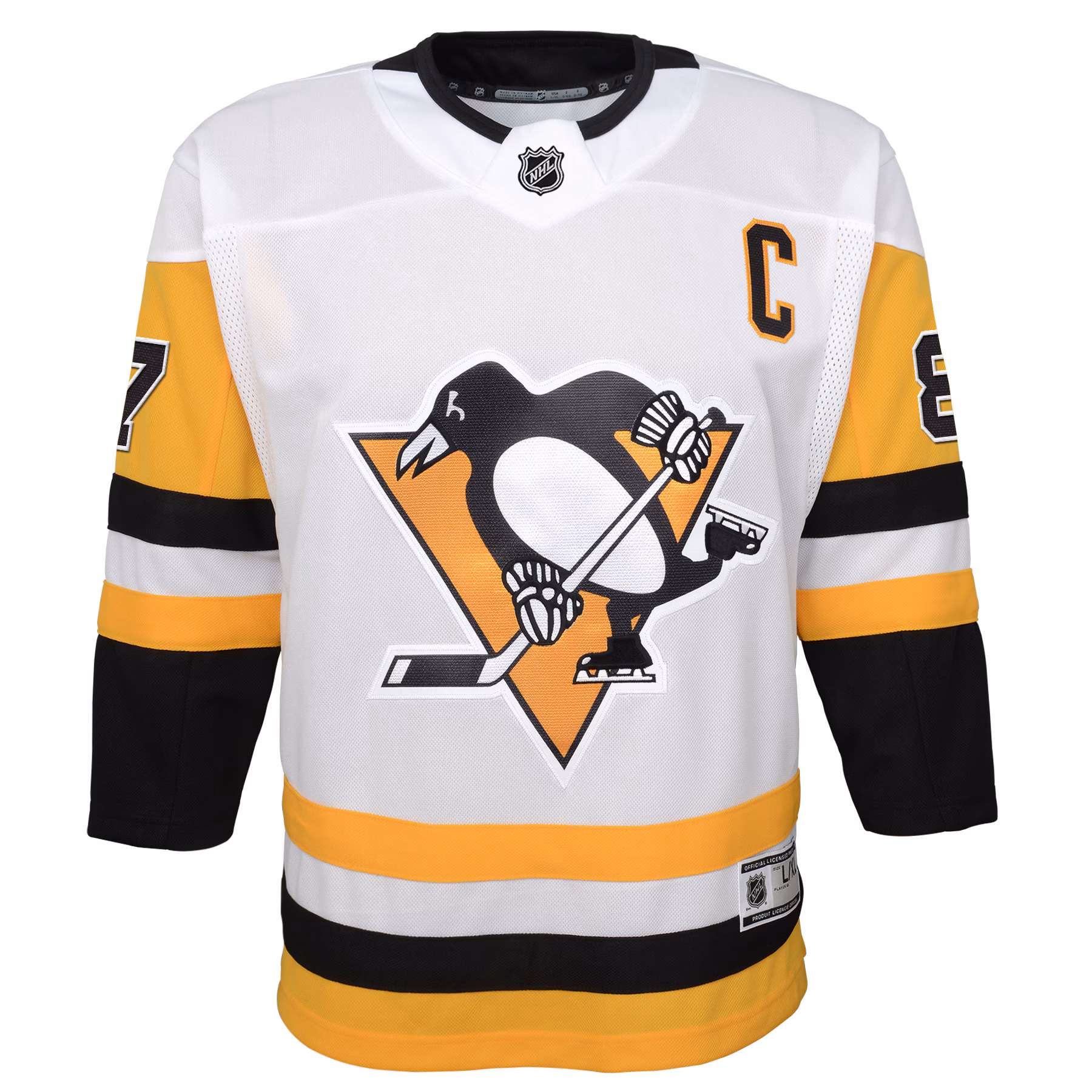 Sidney Crosby Pittsburgh Penguins Outerstuff Youth Away Captain's Patch Jersey - White