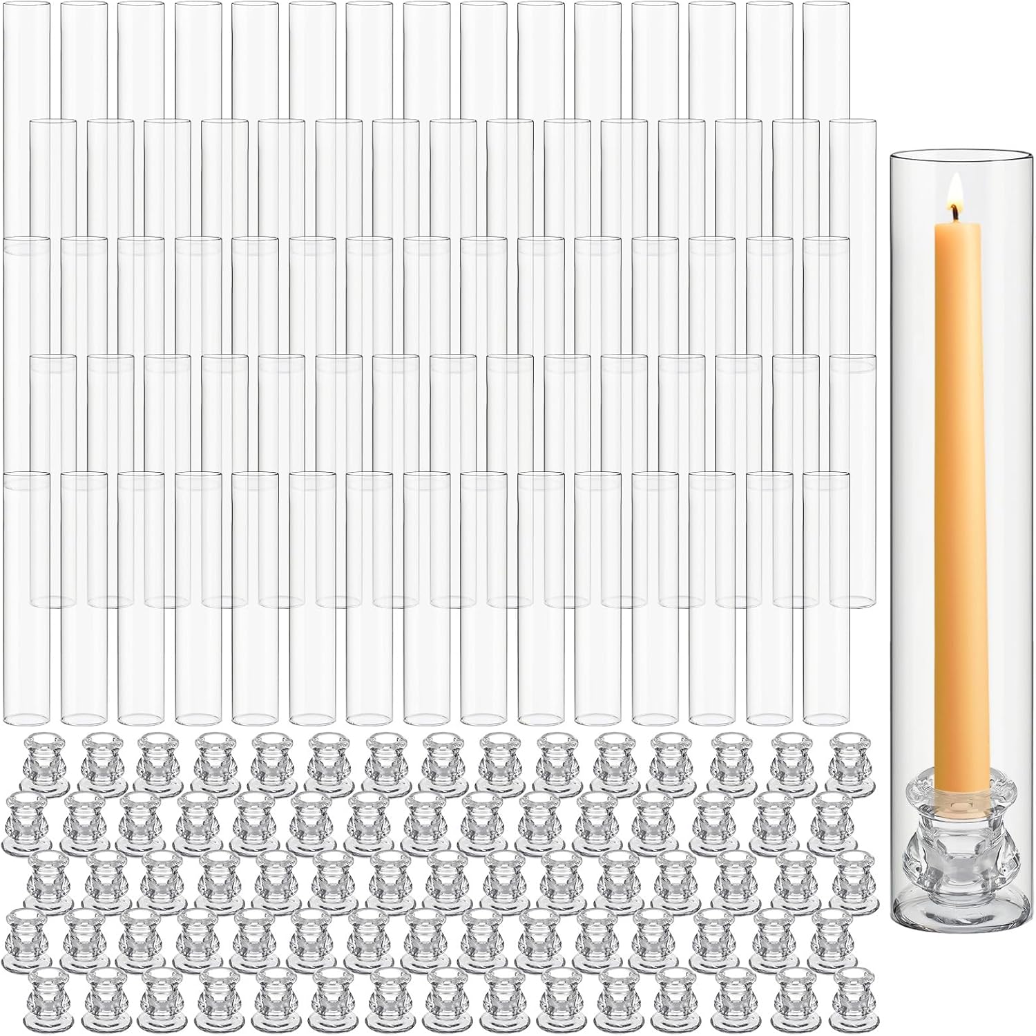 Teenyyou 36 Set Glass Hurricane Candle Holders Bulk 12.6