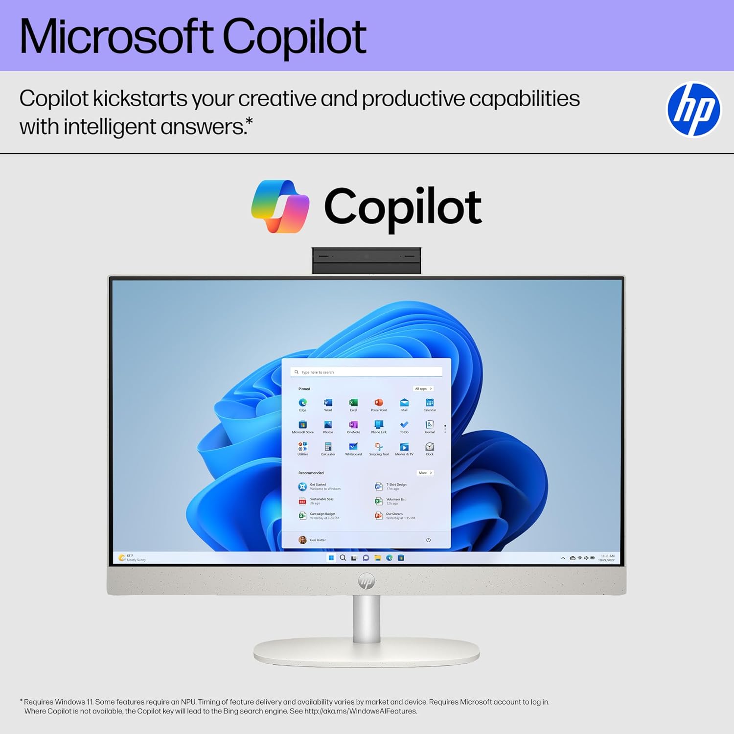 HP 23.8 inch All-in-One Desktop PC, FHD Touchscreen, AMD Athlon Silver 7120U, 8 GB RAM, 256 GB SSD, AMD Radeon Graphics, Windows 11 Home, Shell White, 24- cr0210 (2025)