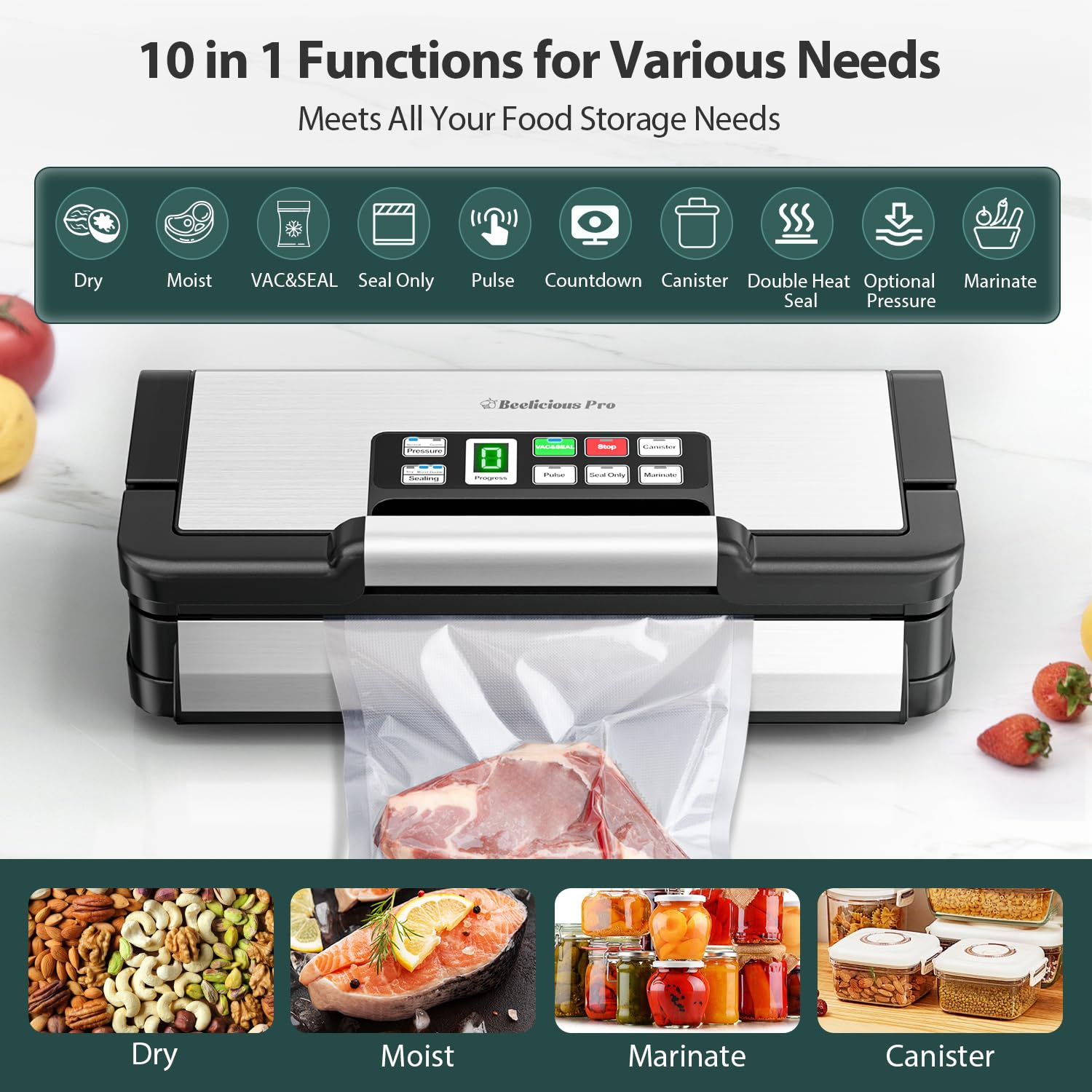 BEELICIOUS PRO 95kPa Vacuum Sealer Machine with AquaLock Technology