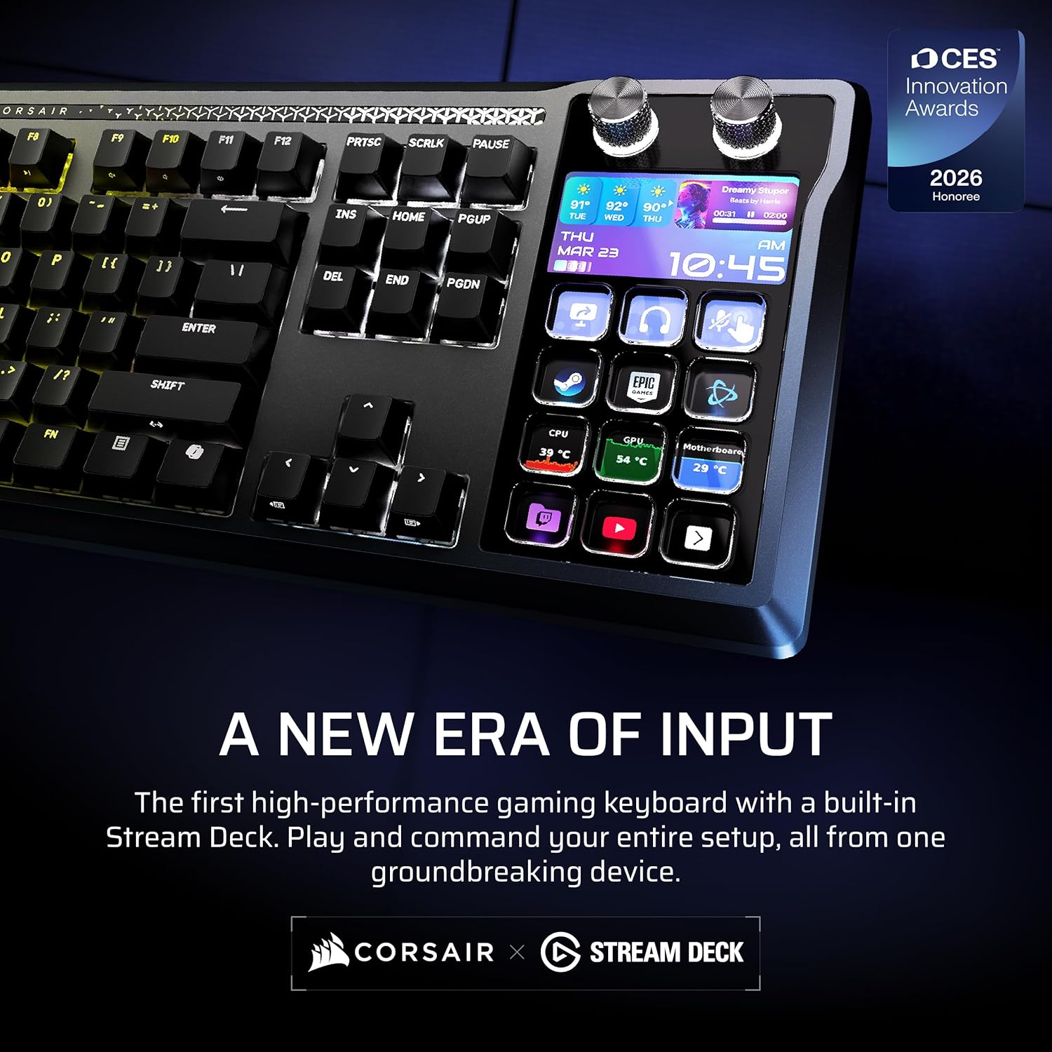 Corsair Galleon 100 SD RGB Mechanical Wired Gaming Keyboard – QWERTY US, Stream Deck-Integrated, Pre-Lubed MLX Pulse Thocky Hotswappable PBT Double-Shot Switches, FlashTap SOCD, 8,000Hz – Black