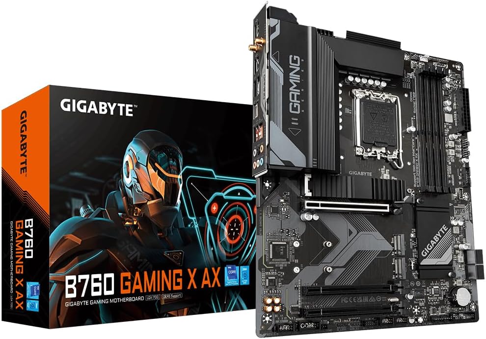 GIGABYTE B760 Gaming X AX Intel LGA 1700 ATX Motherboard, 4X DDR5~128GB, 3X PCI-E x16, 3X M.2, 4X SATA, 2X USB 3.2, 1x USB-C, 5X USB 2.0