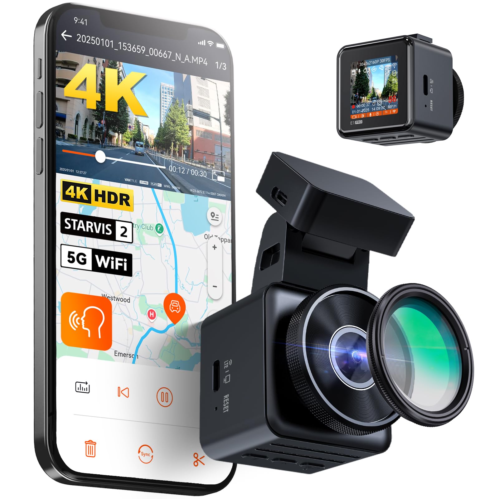VANTRUE E1 Pro 4K Mini Dash Cam with GPS & Night Vision