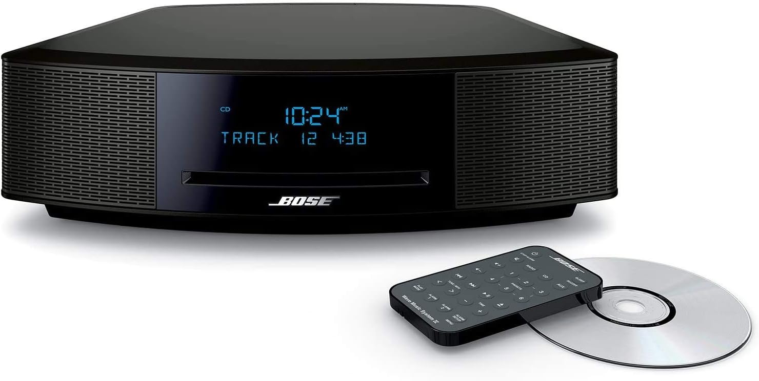 Bose Wave Music System IV - Espresso Black - for Holiday Family Entertainment - CD/MP3 CD Player, Advanced AM/FM Tuner, Dual Alarm, Remote Control, 2.4m AC Power Cable, 4.5