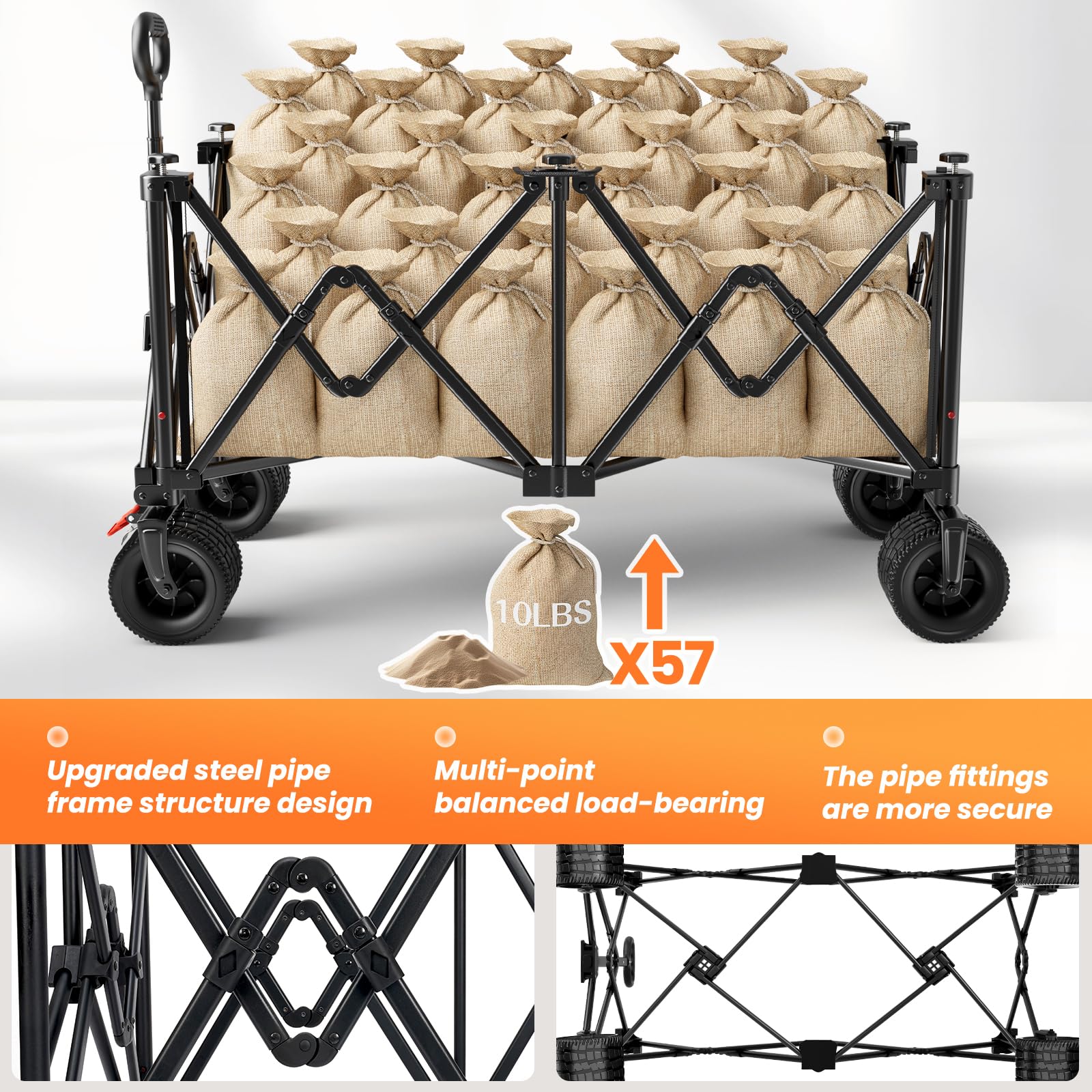 SYOCYO Collapsible Beach Wagon Cart - 570LBS Capacity