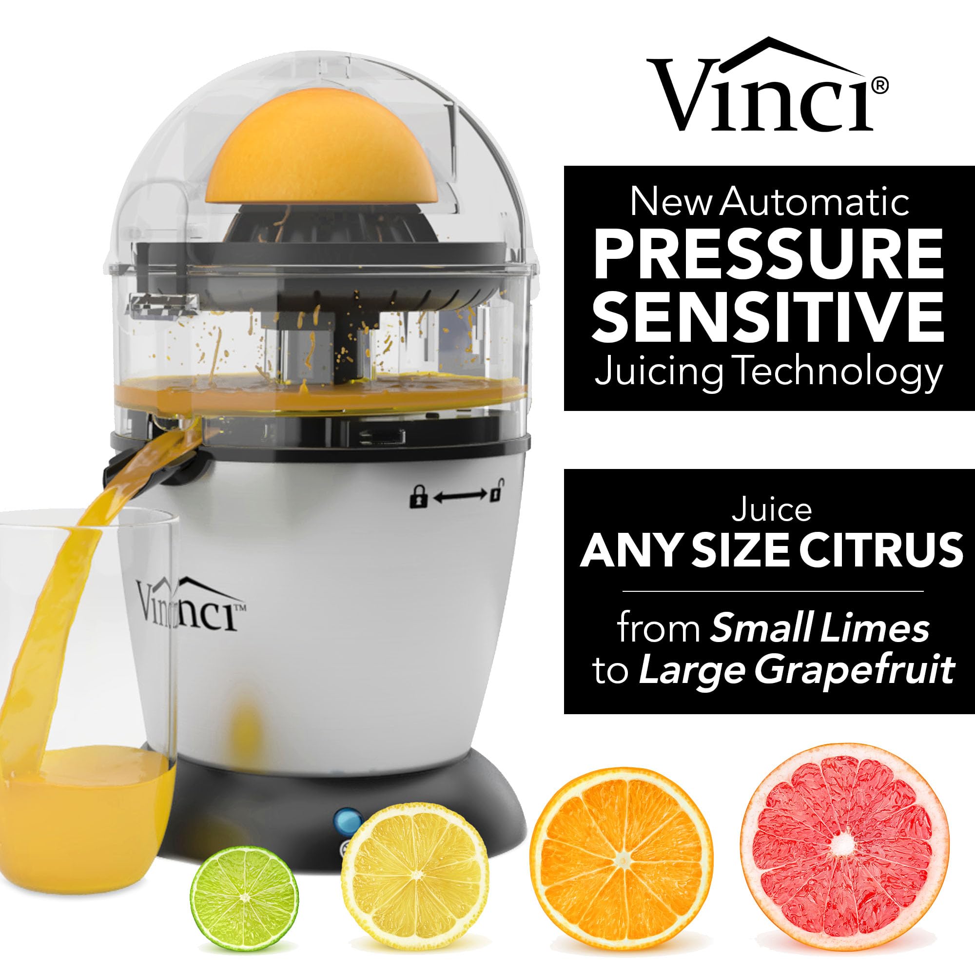 VINCI Hands Free Electric Citrus Juicer - Easy Clean Squeezer