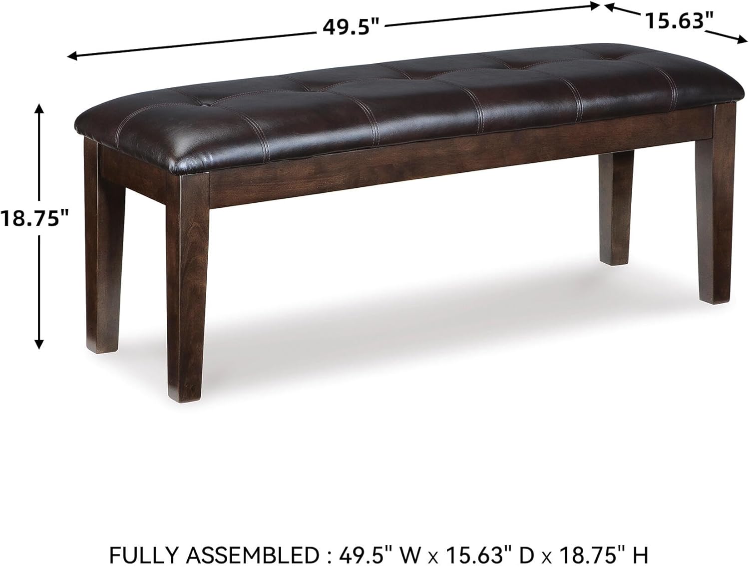 Signature Design by Ashley Haddigan Traditional Upholstered Dining Room Bench, Dark Brown