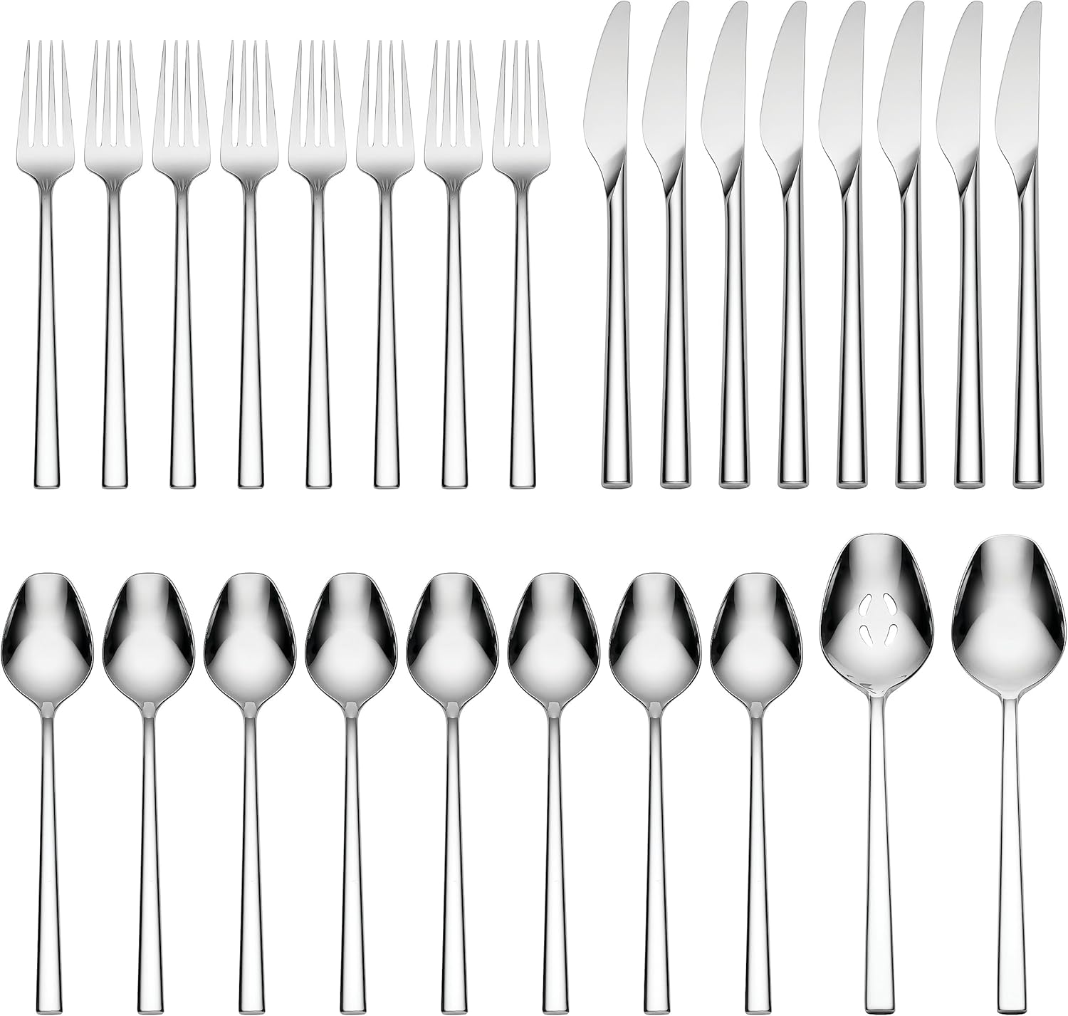 Lenox Silverware Set, LX Collective 26-Piece Flatware Set, Service For 8, 18/10 Stainless Steel, Dishwasher Safe, Cutlery Sets, Kitchen Utensils Sets, Knives Spoons And Forks, Home (Silver, 26 Pieces)