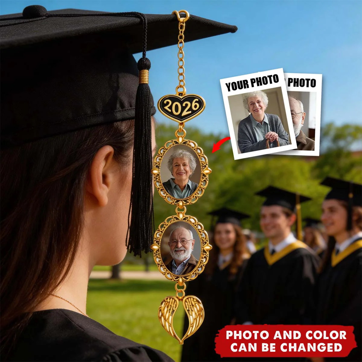 Forever in My Heart - Personalized Graduation Tassel Photo Charm