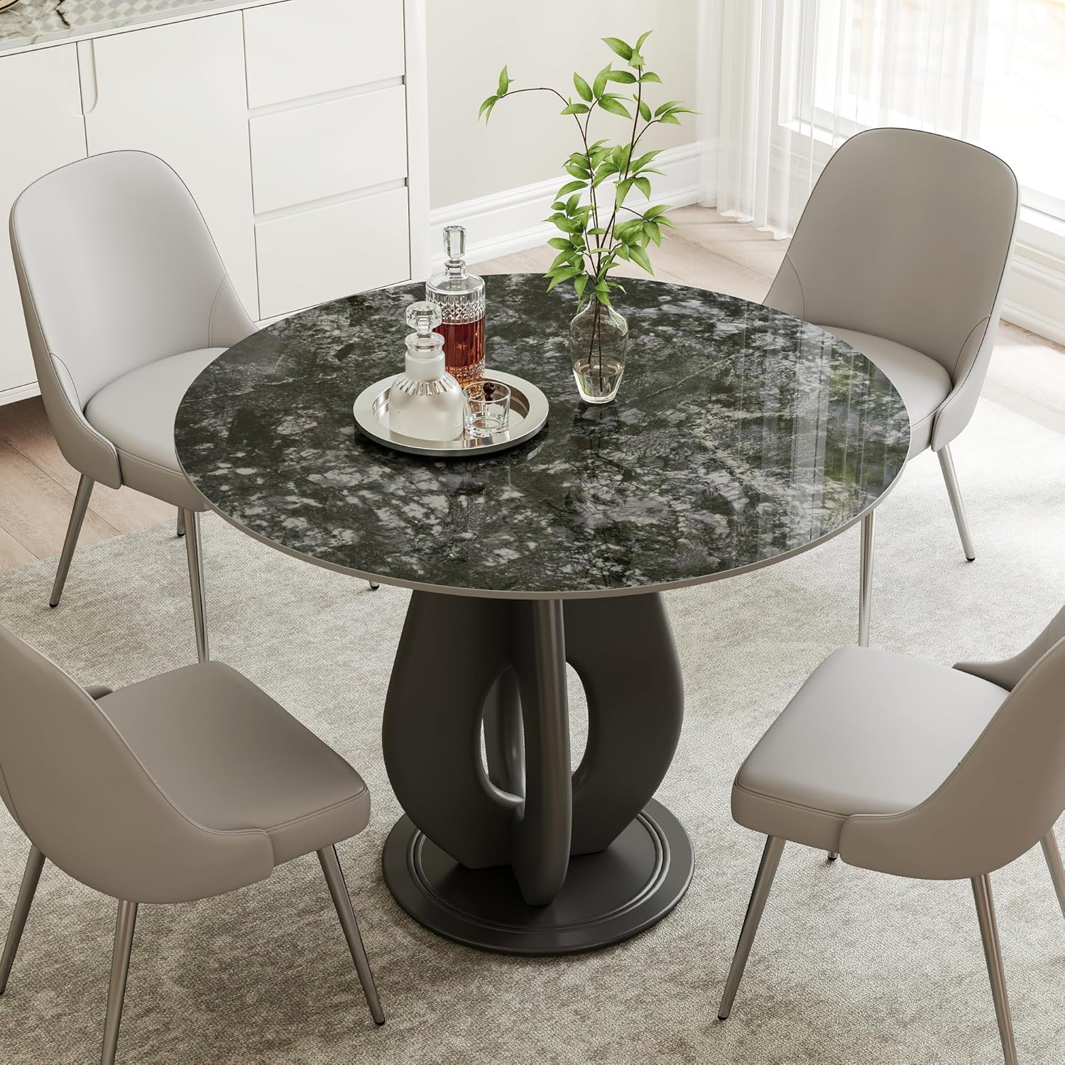 31.5″ Round Sandstone Sintered Stone Table Top - Heat Resistant Waterproof for Dining Table, Office Desk, Bar, Patio