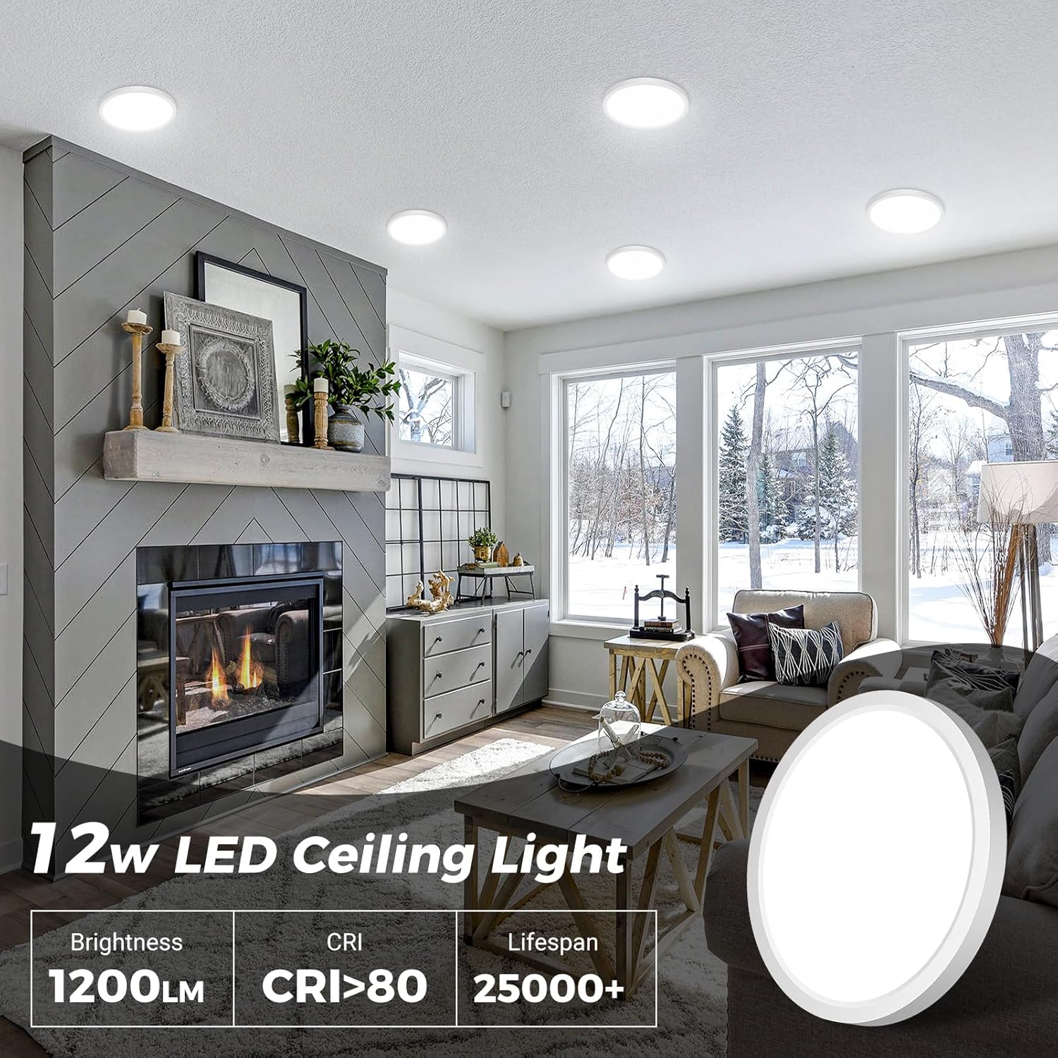 zemty 12Pack LED Flush Mount Ceiling Lights, 6.5 Inch 12W 1200lm Lighting Fixtures Recessed, Adjustable 3000K 4000K 6500K, Round Modern Ceiling Lamp for Bathroom Closet Hallway