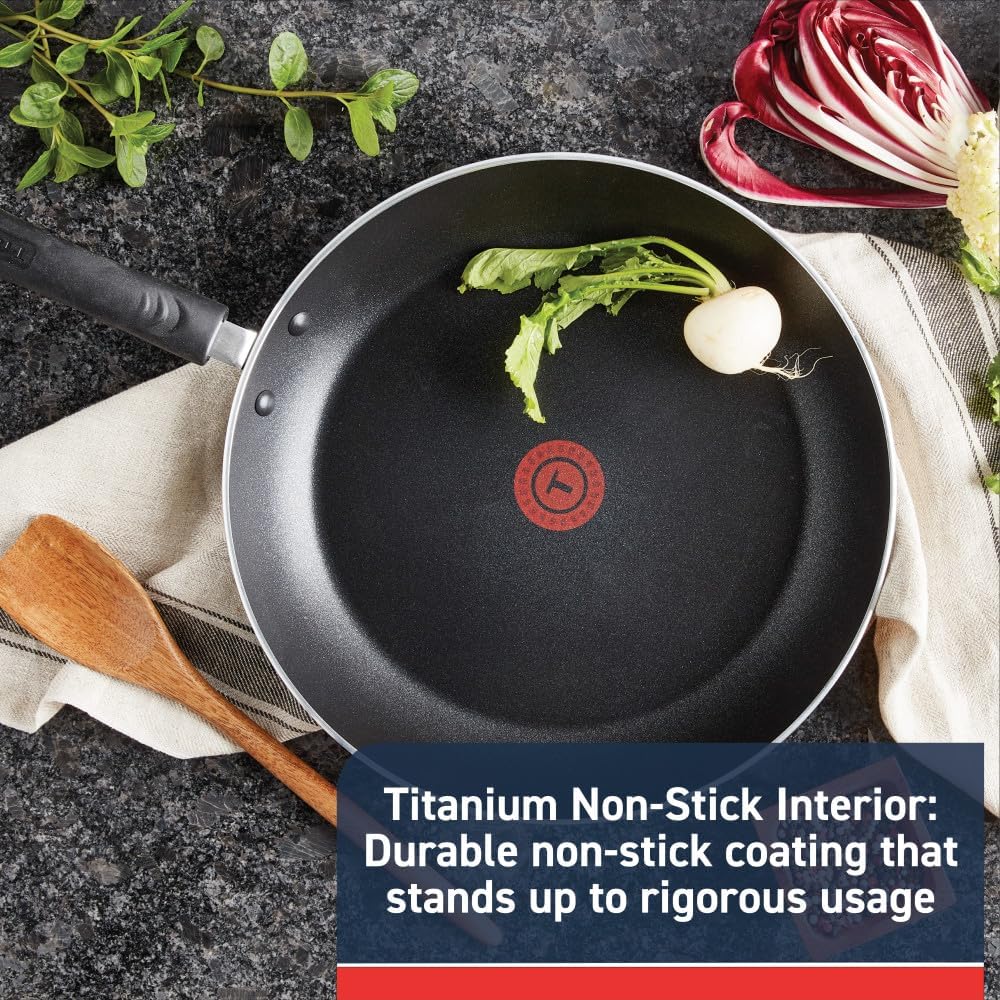 T-Fal Experience Non Stick Fry Pan Set 3 Piece, 8, 10.25, 12 Inch Induction Oven Broiler Safe 400F, Cookware, Kitchen Cooking Set, Pots and Pans, Skillets, Frying Pans, Dining, Dishwasher Safe, Black