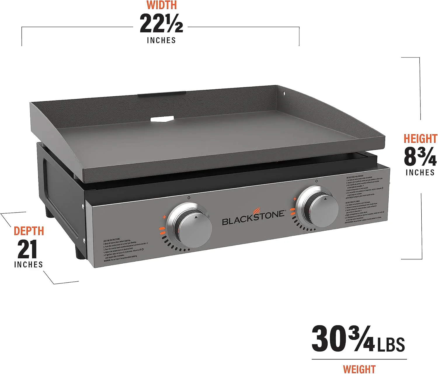 Blackstone 1666 22” Tabletop Griddle with Stainless Steel Faceplate, Powder Coated Steel, Black