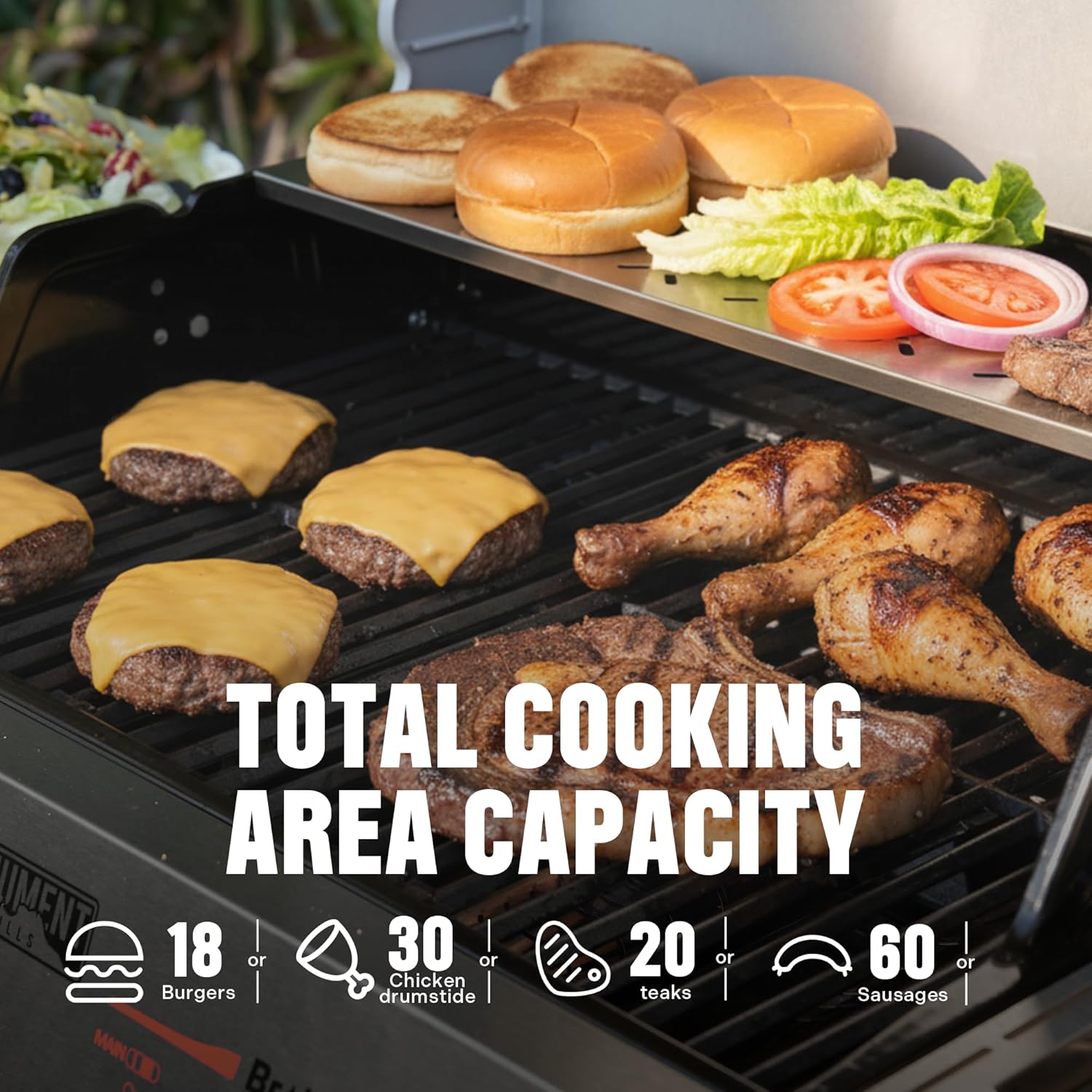 Monument Grills 4 Burner Stainless Steel Propane Mesa 2 Gas Grill, 500°F in 5 Mins, 525 sq.in, 37,000 BTU, with Broil Zone, Foldable Side Shelves, Knob Controls, Built in Thermometer, Mesa II 410BZ