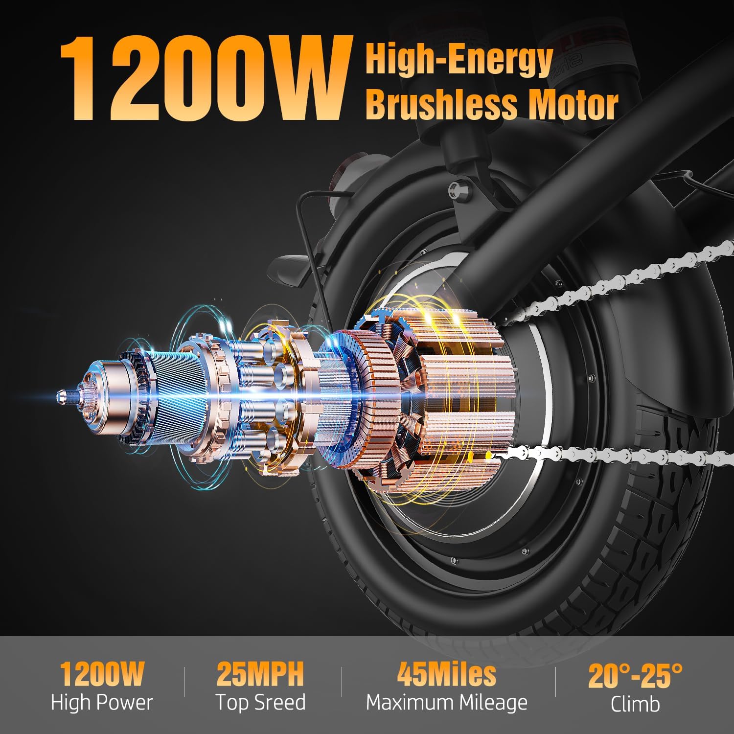 Electric Bike for Adults Teens, 800/1200W Peak Folding Ebike, 22/25MPH & 30/45 Miles Range, 14