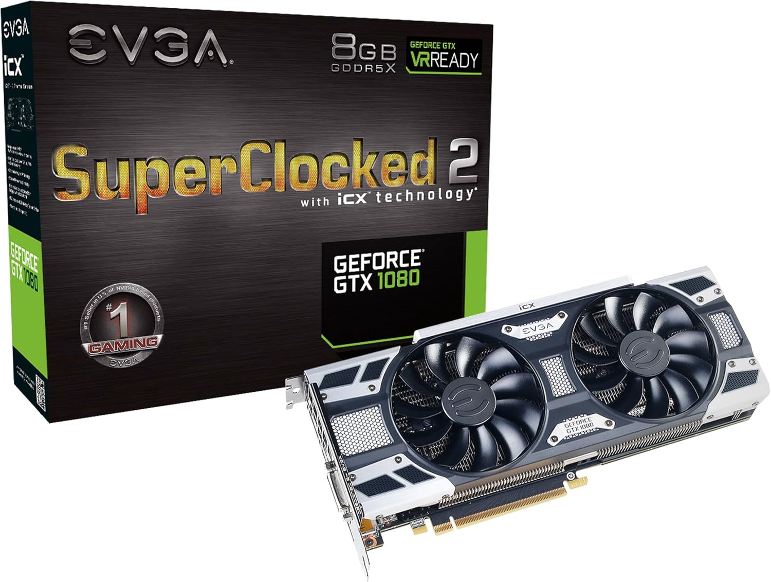 EVGA GeForce GTX 1080 SC2 Gaming, 8GB GDDR5X, iCX Technology - 9 Thermal Sensors & RGB LED G/P/M, Asynch Fan, Optimized Airflow Design Graphics Card 08G-P4-6583-KR