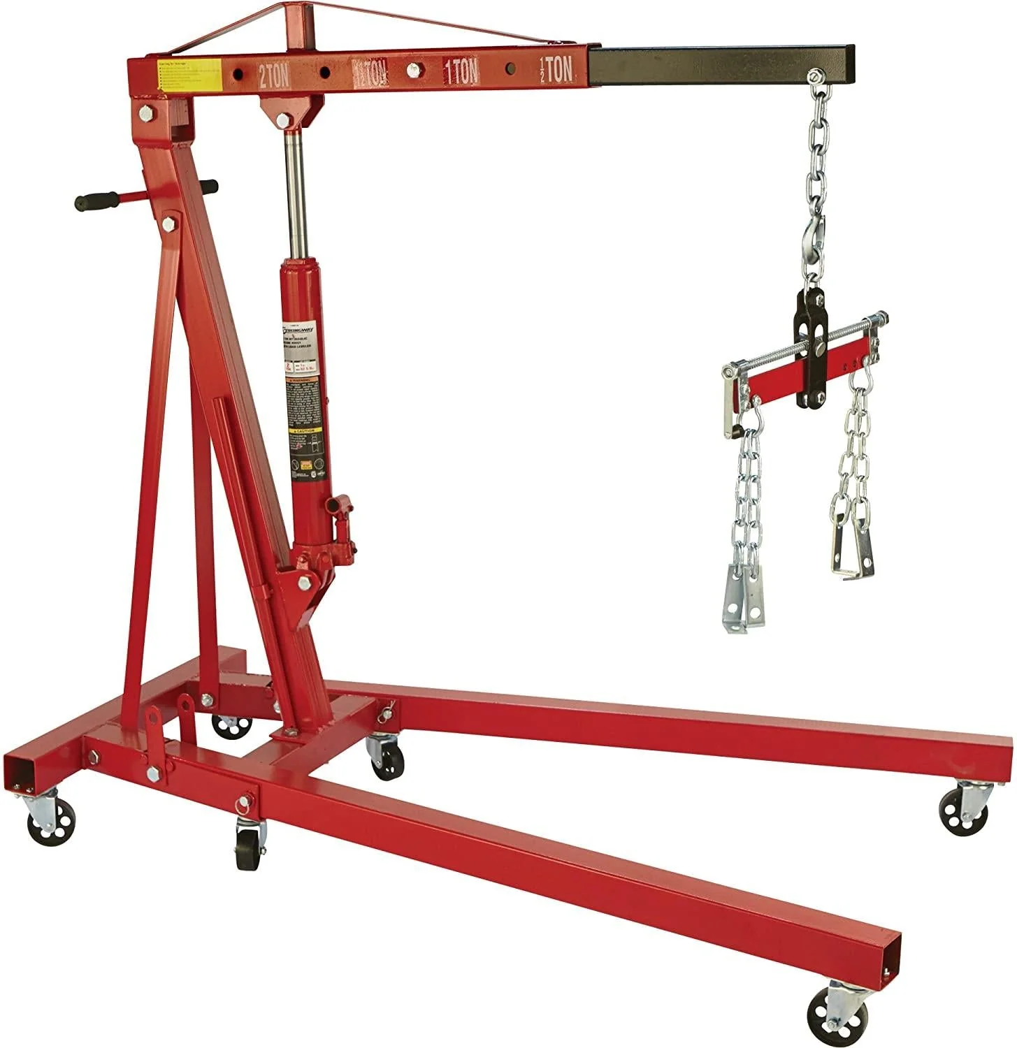 Strongway Hydraulic Engine Hoist with Load Leveler C 2 Ton Capacity, 1in. 82 5/8in. Lift Range