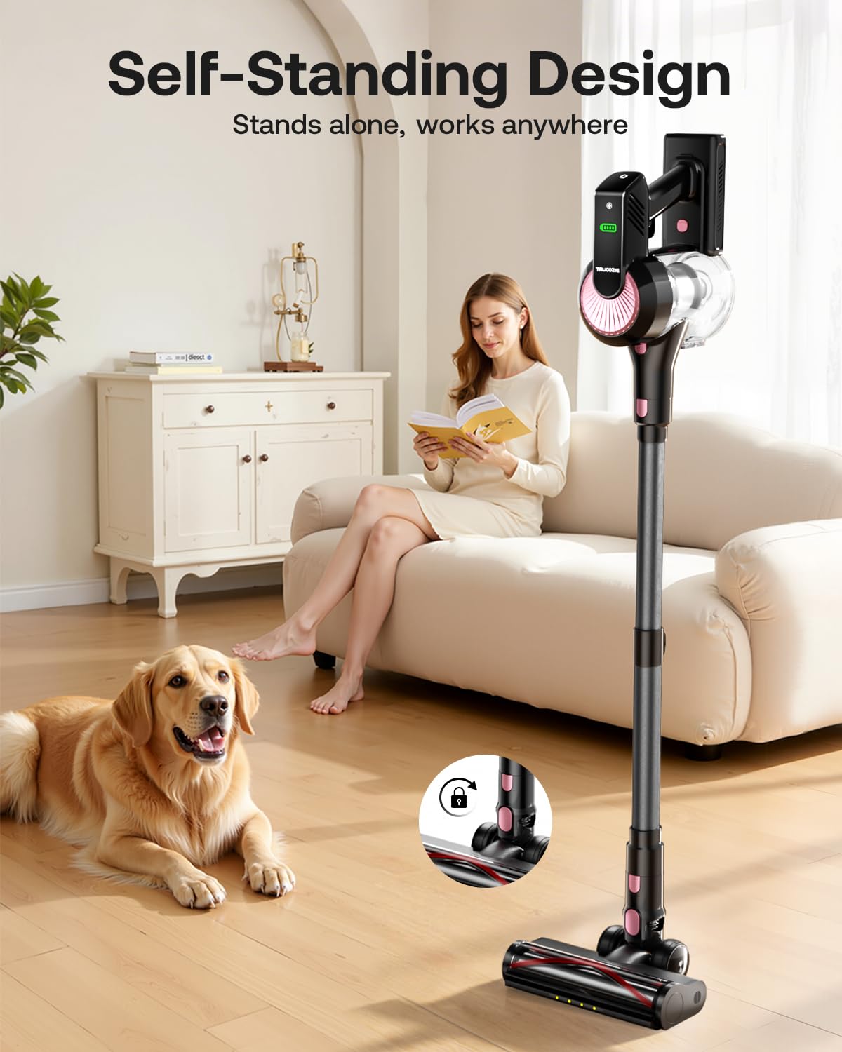 TRUCOZIE Cordless Vacuum Cleaner - 40Kpa Self-Standing 8-in-1
