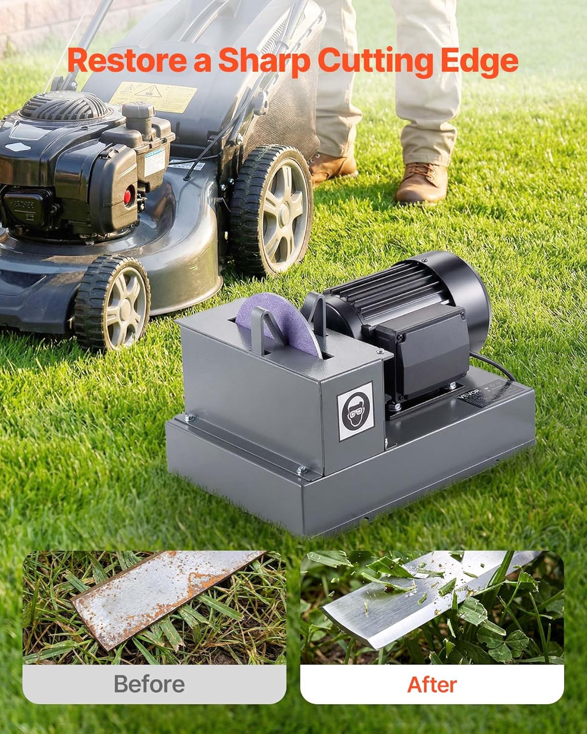 VEVOR Lawn Mower Blade Sharpener, 2/3HP Lawnmower Blade Grinder with 7