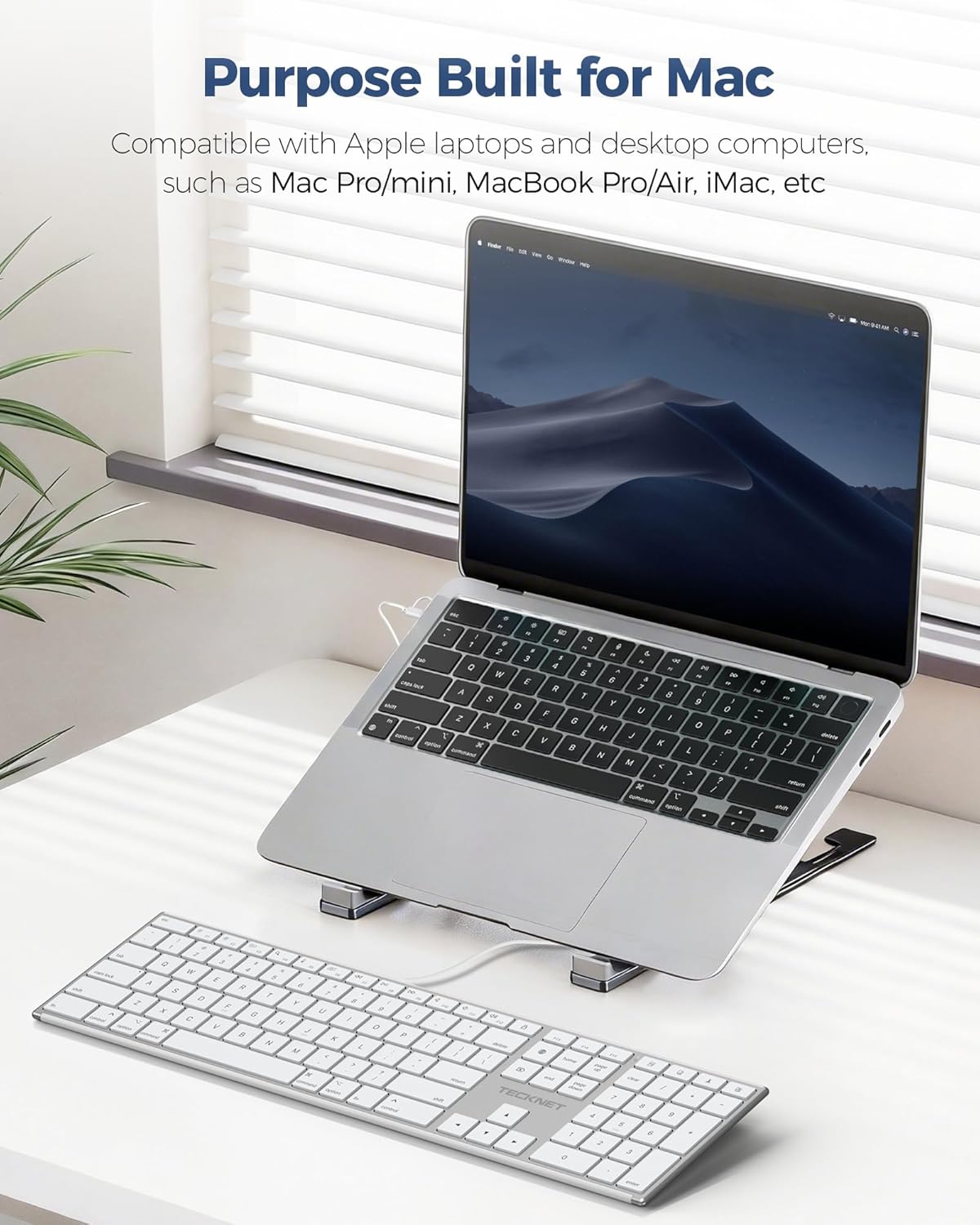TECKNET Wired Keyboard for Mac, Ultra-Slim Silent Keyboard with USB & Type-C Dual Interface, Full Size with Numeric Keypad, Compatible with Apple MacBook Pro/Air iMac Pro/mini
