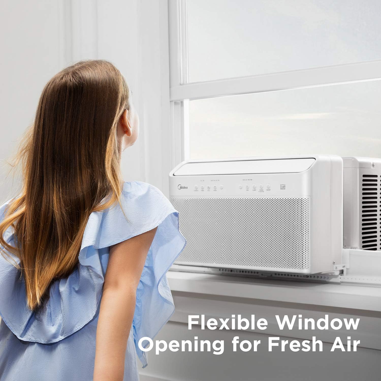 U-Shaped Inverter Window Air Conditioner 12,000BTU with Open Window Flexibility, Robust Installation,Extreme Quiet, 35% Energy Saving, Smart Control, Alexa, Remote, Bracket Included (Renewed)