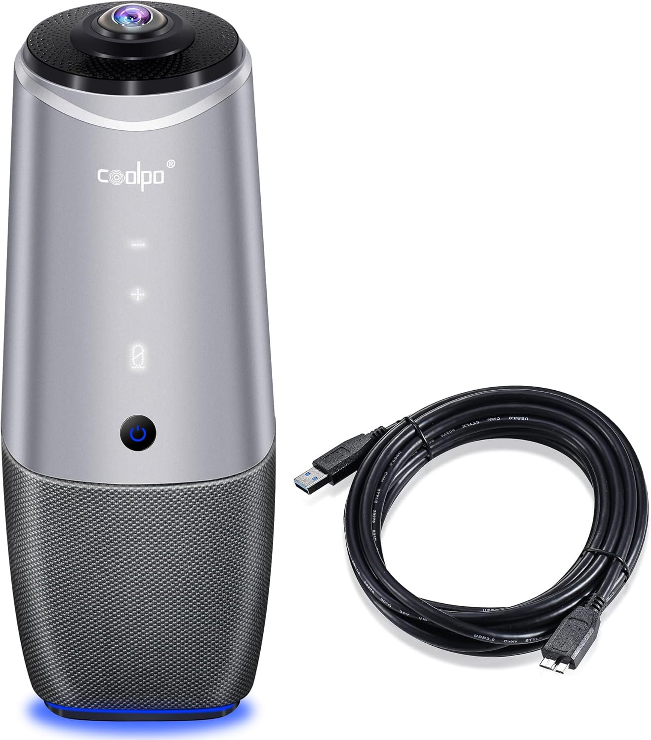 COOLPO PANA 360 Camera, 4K Webcam for PC, All-in-One Conference Room Camera System, Microphones & Speaker, AI Speaker Tracking, Hybrid Meeting for Teams, Zoom, Plug and Play 10ft USB Cable