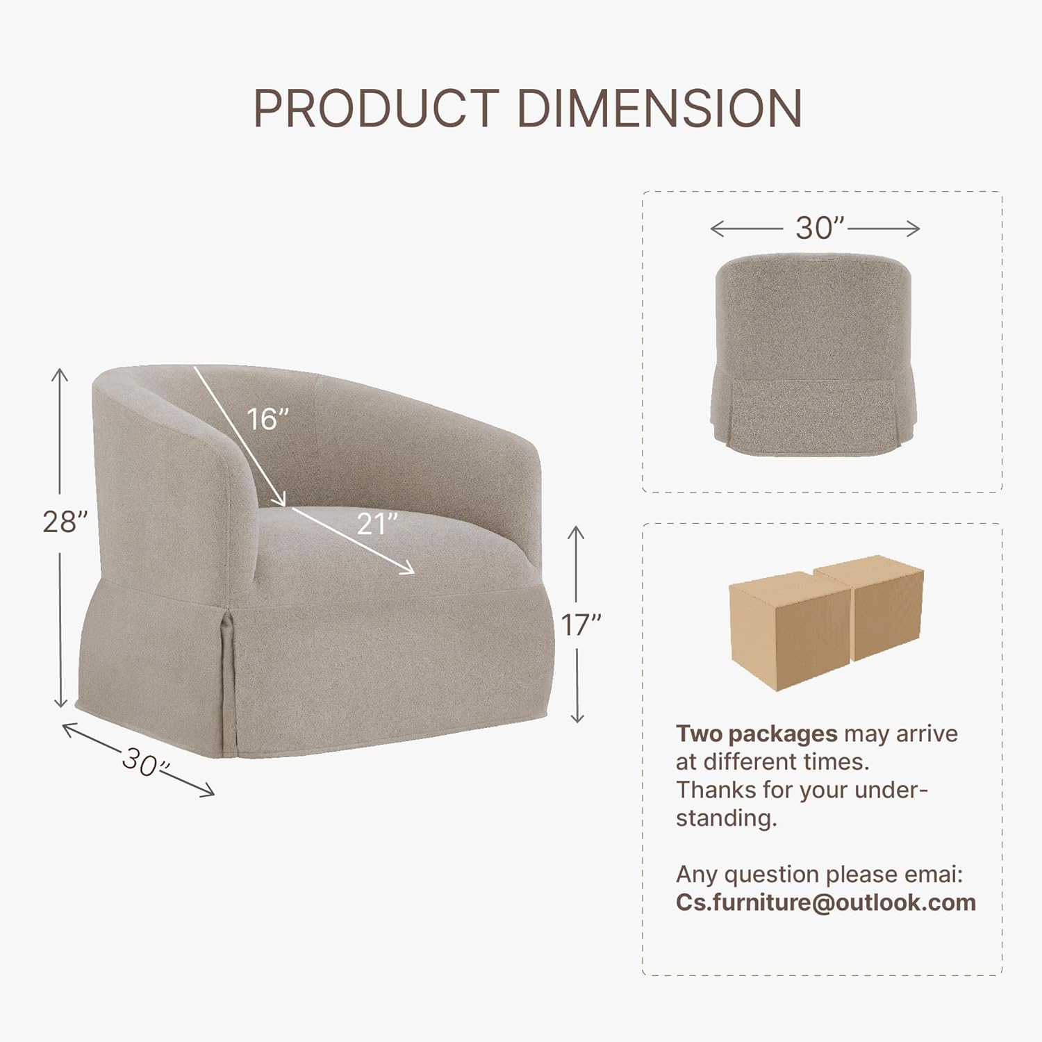 Swivel Accent Chair Set of 2, 360 Degree Performance Fabric Armchair Modern Barrel Chairs Armchair for Living Room Bedroom Home and Office,Taupe