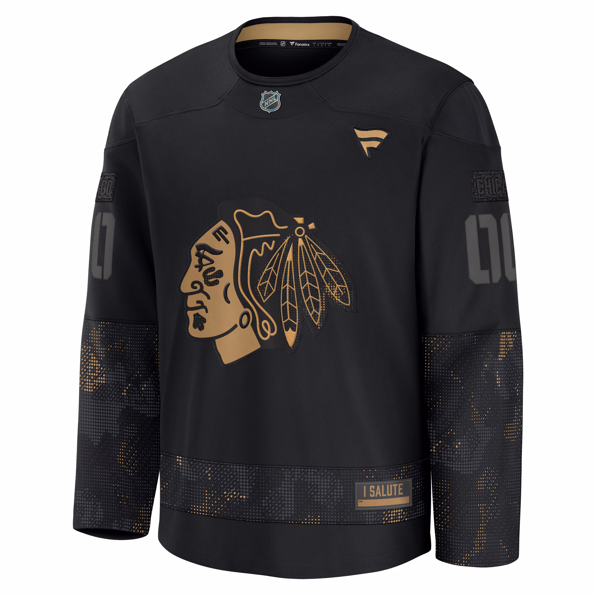 Chicago Blackhawks Fanatics 2024 Military Appreciation Custom Practice Jersey - Black