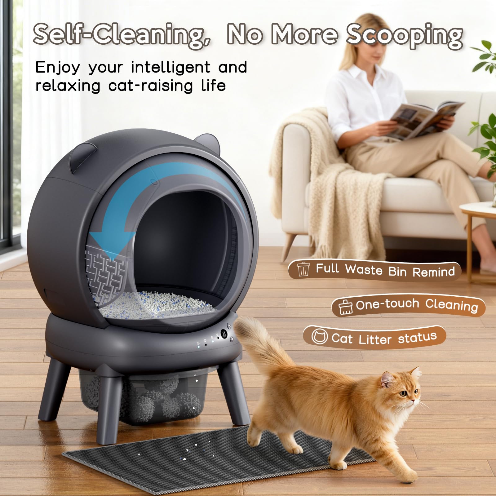 VIVIRATA Automatic Litter Box with App Control for Cats