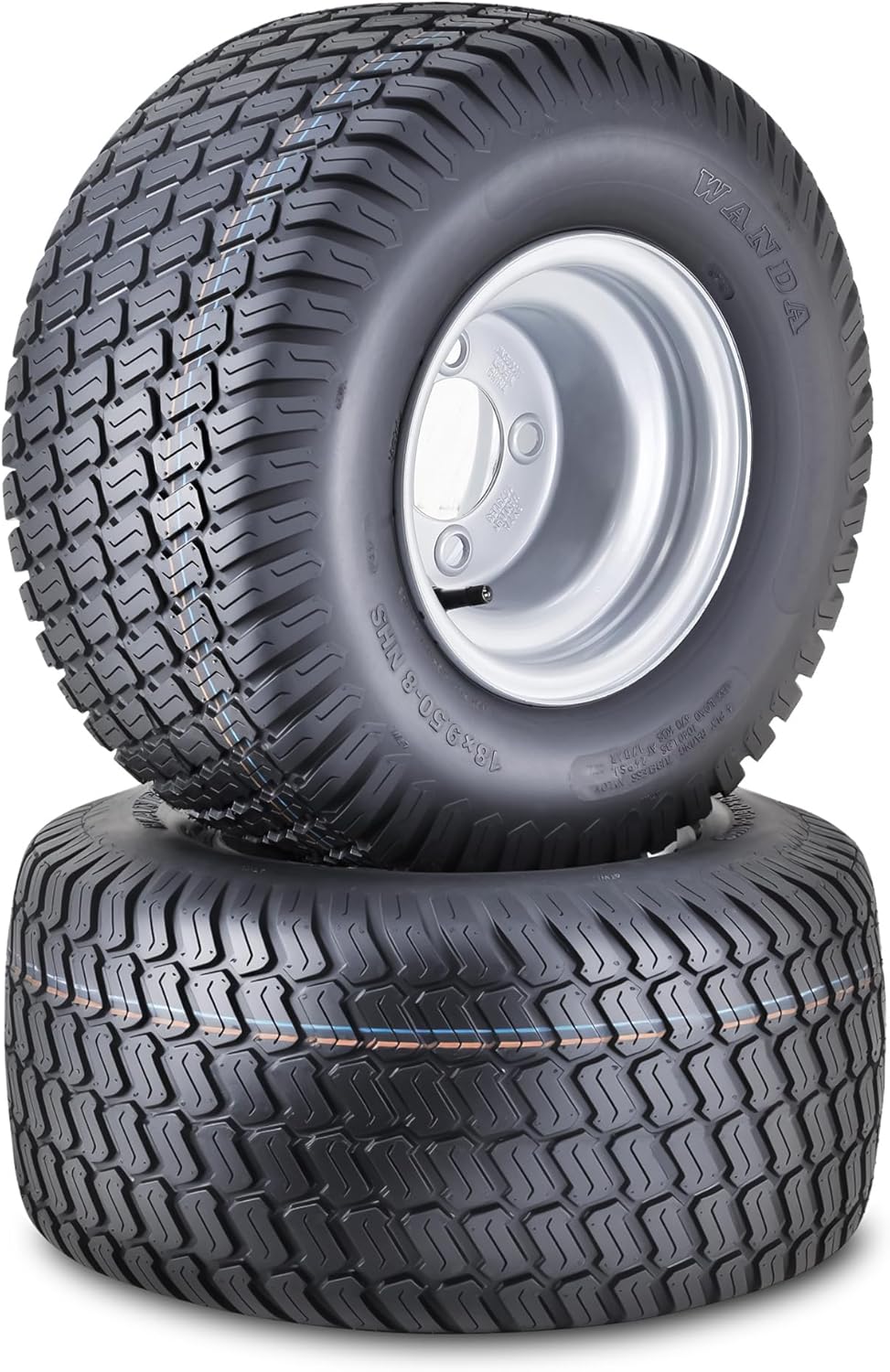 WANDA Lawn Mower Tractor Tire Wheel Assembly 18X9.5-8 4-Ply with 4 Lugs on 4