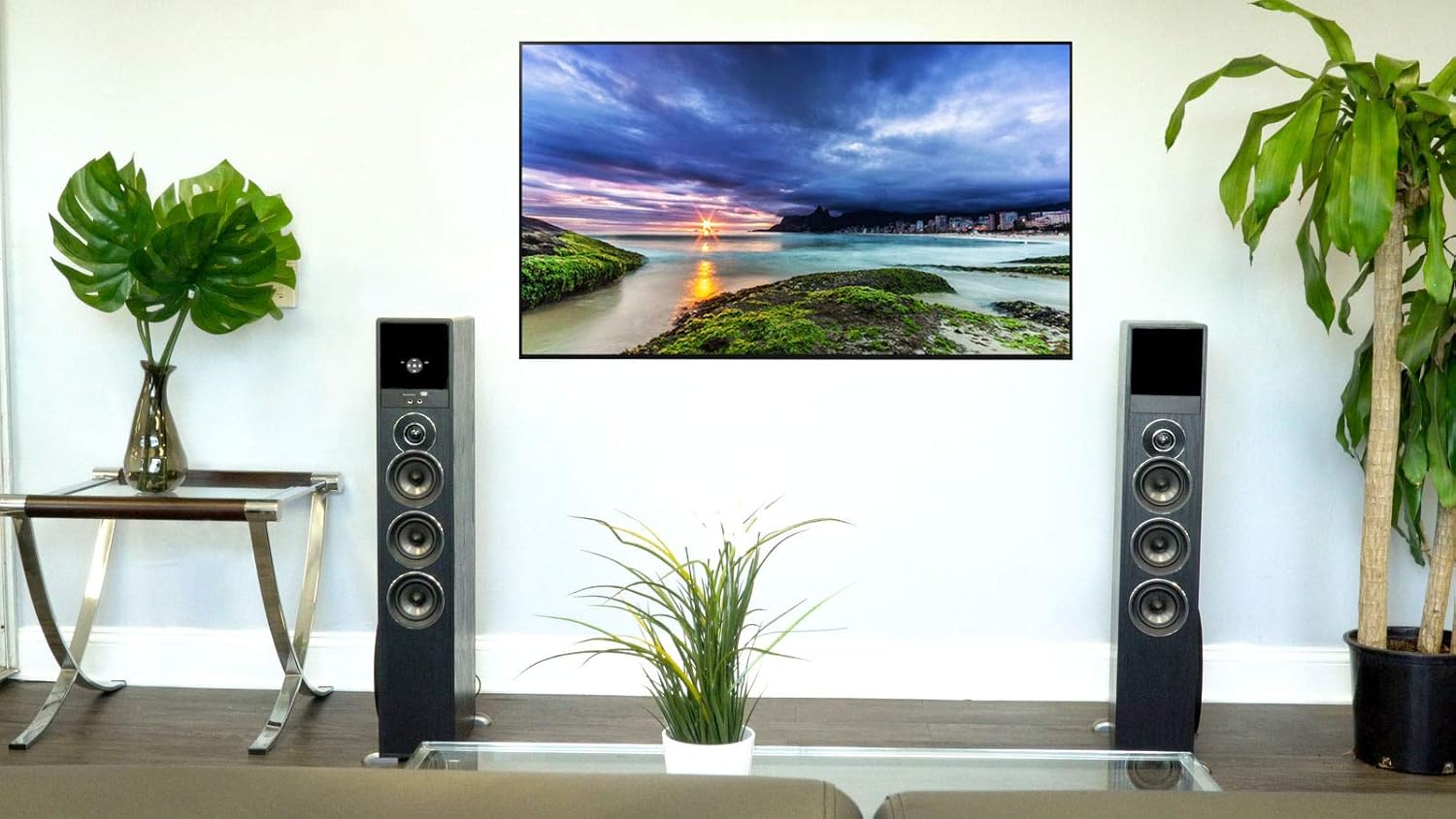 Rockville TM150B Powered Home Theater Tower Speaker System, Black, 1000W, 10