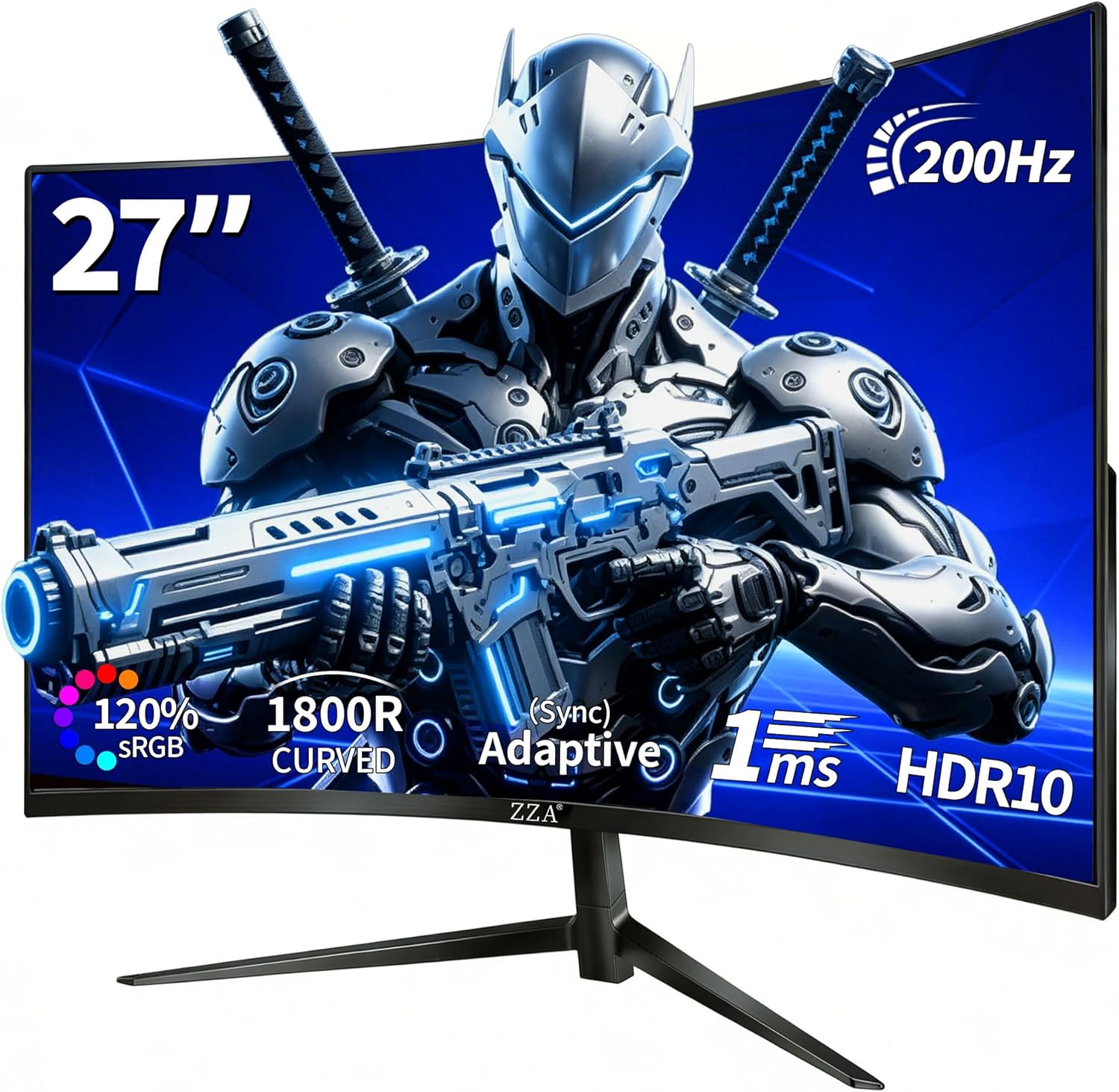 ZZA 27-Inch Curved Computer Monitor,200Hz|180Hz|144Hz Gaming Monitor,FHD 1080P 1800R VA Screen, Monitor 27 inch 100% sRGB, AMD FreeSync,Eye Care,Ultra-Thin,Bezels HDMI & DP Port