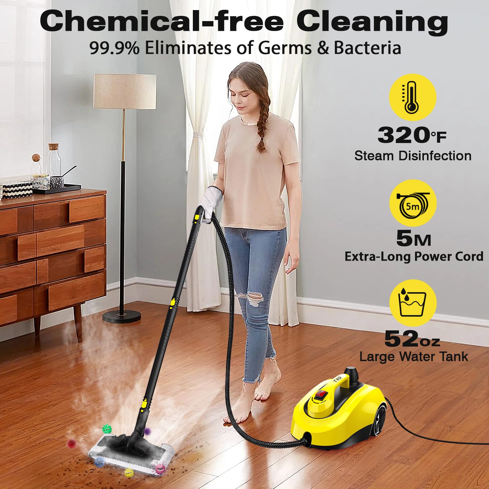 TVD Steam Cleaner with 26 Accessories for Home Use