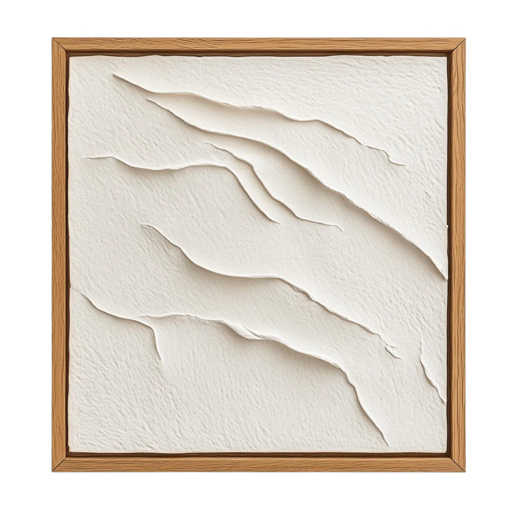 Wall Decor - 100% Natural Sustainable Linen - Professional Grade Fiber Integrity - Minimalist Relief Art - Solid Oak Frame - Heritage Series