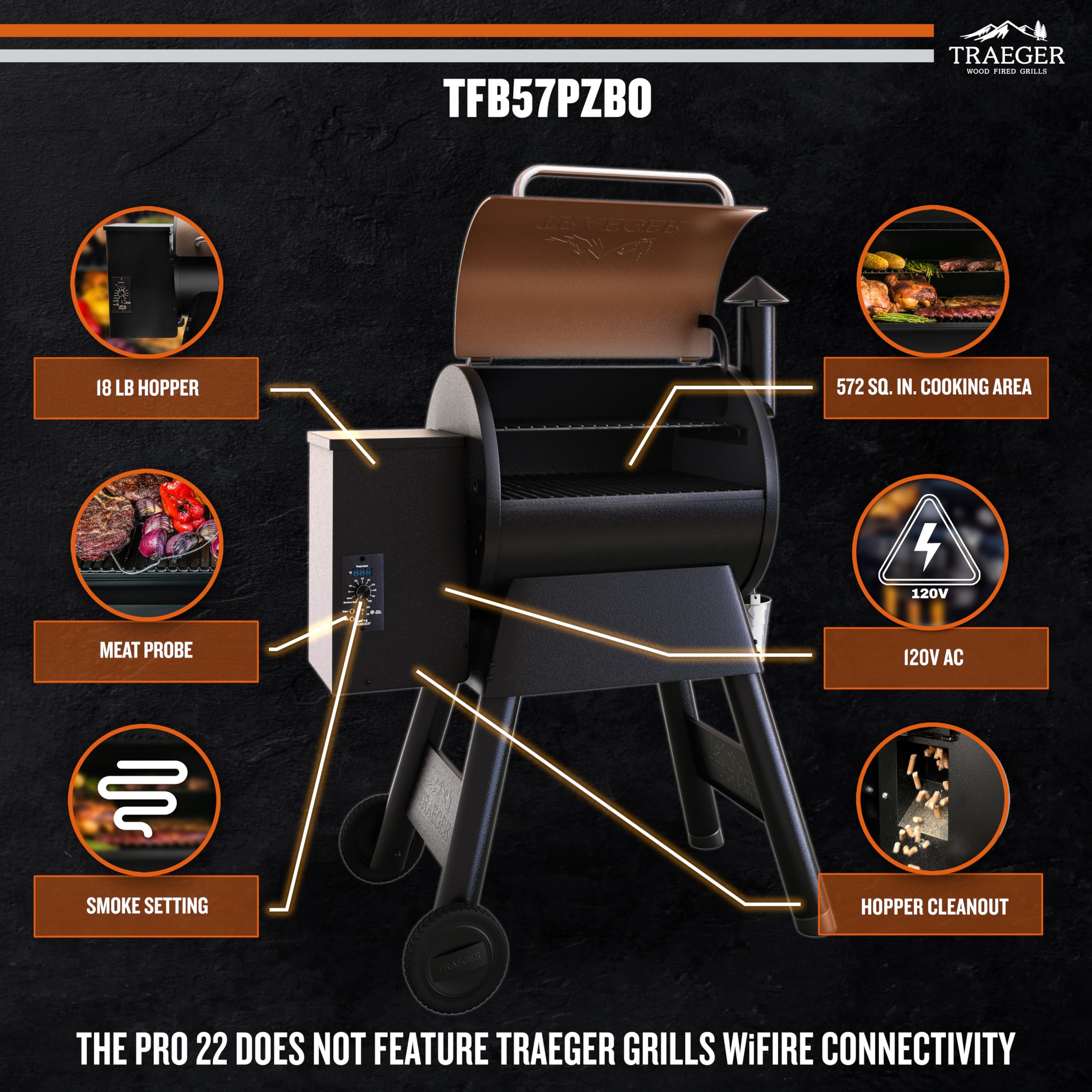 TRAEGER Grills Pro 22 Pellet Grill & Smoker Combo 6-in-1