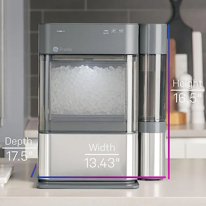 Countertop Nugget Ice Maker with Side Tank | Ice Machine with WiFi Connectivity | Smart Home Kitchen Essentials | Stainless Steel