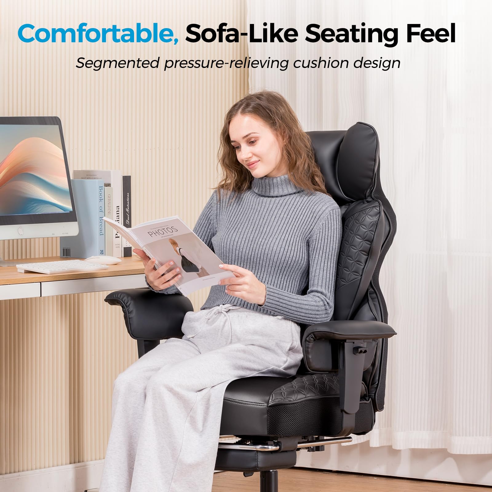 COMHOMA Big and Tall Ergonomic Office Chair with Foot Rest