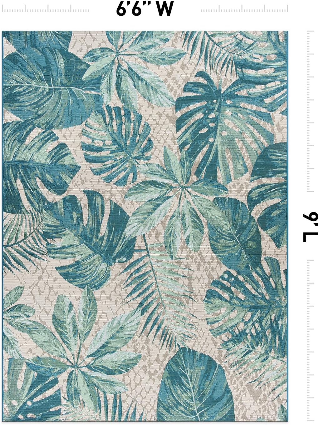 Rugshop Blue Contemporary Tropical Floral Indoor/Outdoor Area Rug — Weather Resistant for Living Room, Dining Room and Office, 6'6