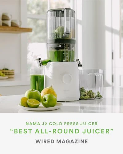 Nama J2 Cold Press Juicer Self Feeding for Hands Free Operation with Wide Mouth Hopper for Whole Recipe Loading, Zero Waste Masticating Juicer For More Juice, Less Pulp �� Easy Cleanup & Assembly: Home & Kitchen