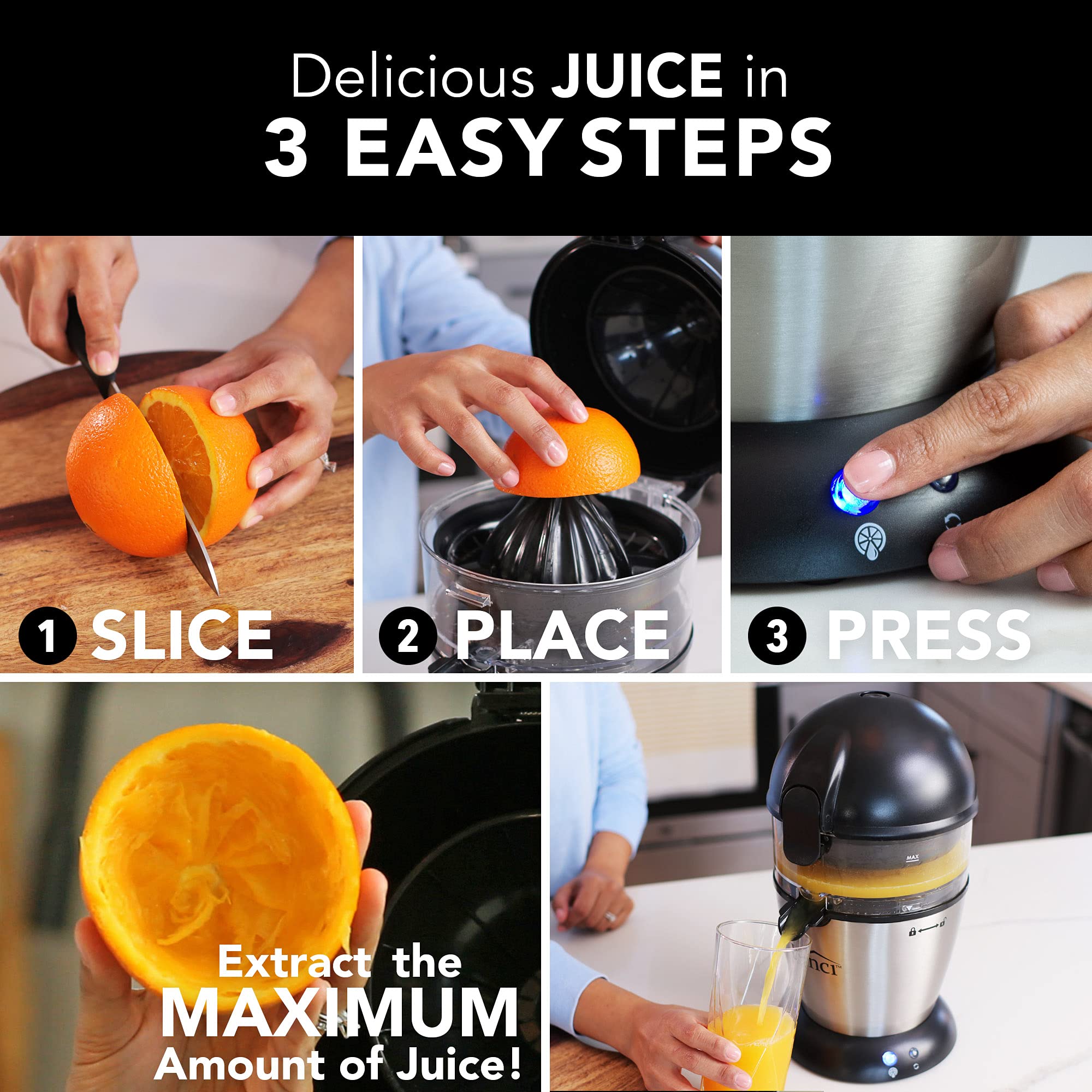 VINCI Hands Free Electric Citrus Juicer - Easy Clean Squeezer