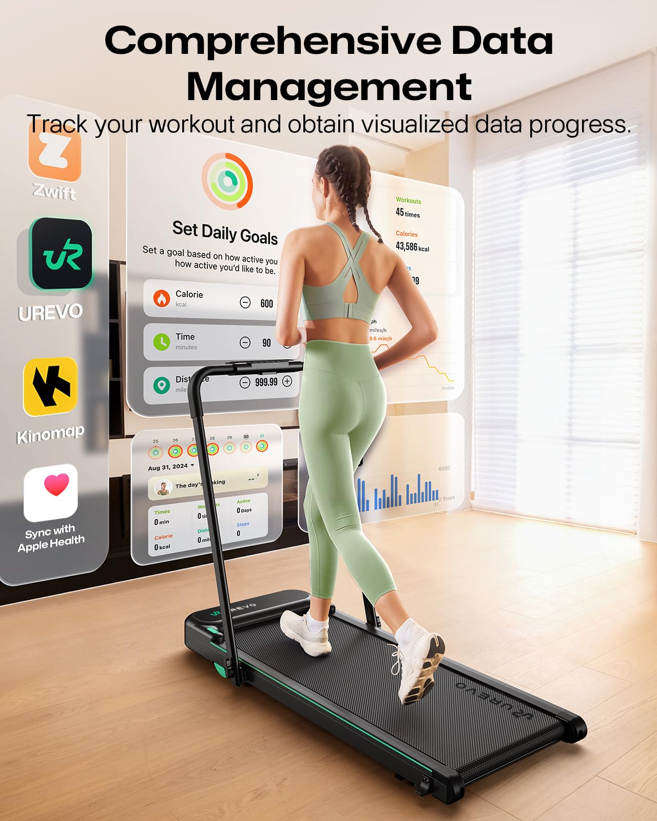 UREVO Strol 2E Smart 2-in-1 Folding Treadmill Compact