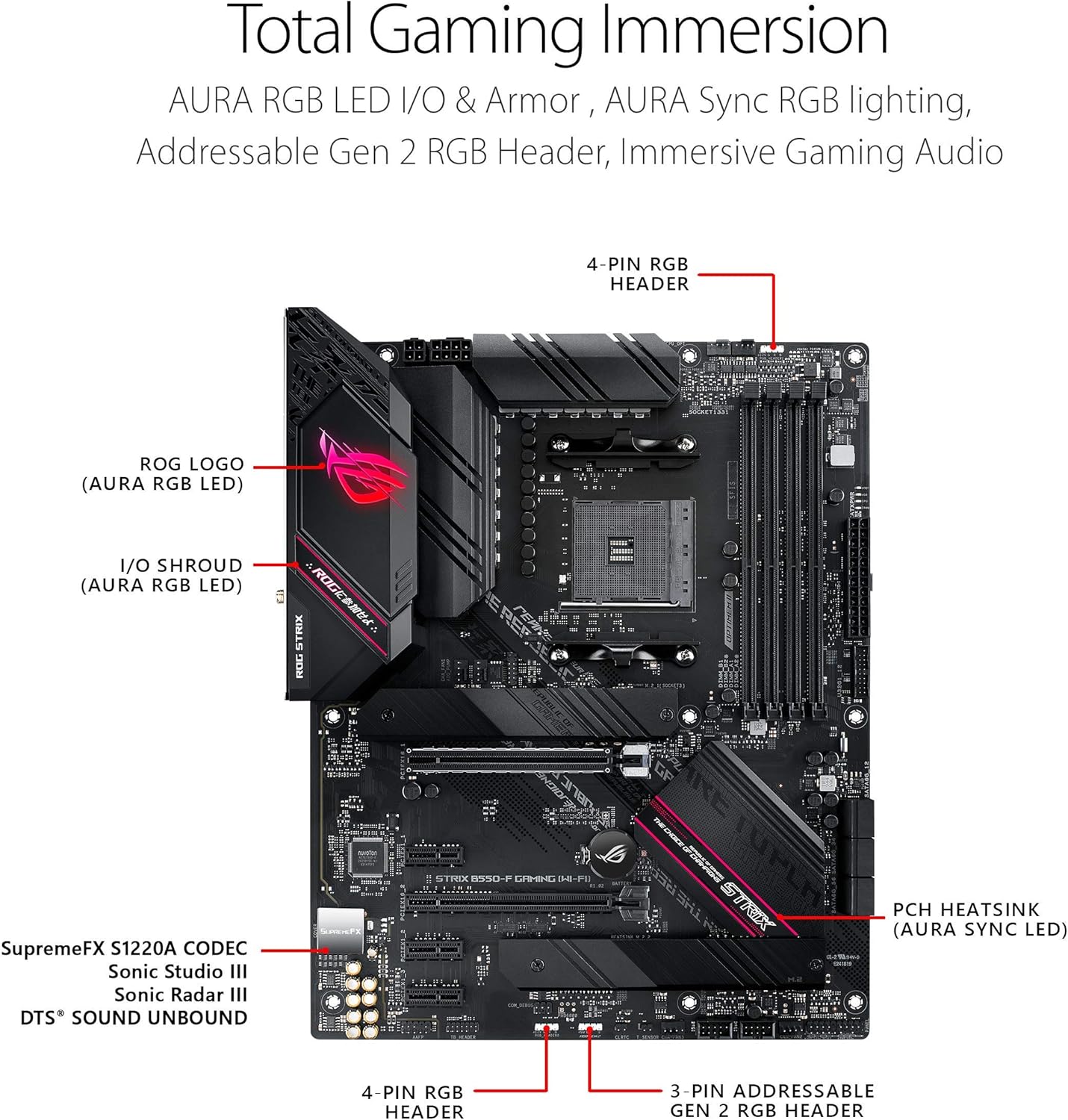 ASUS ROG Strix B550-F Gaming (WiFi 6) AMD AM4 Zen 3 Ryzen 5000 & 3rd Gen Ryzen ATX Gaming Motherboard (PCIe 4.0, 2.5Gb LAN, BIOS Flashback, HDMI 2.1, Addressable Gen 2 RGB Header and Aura Sync)
