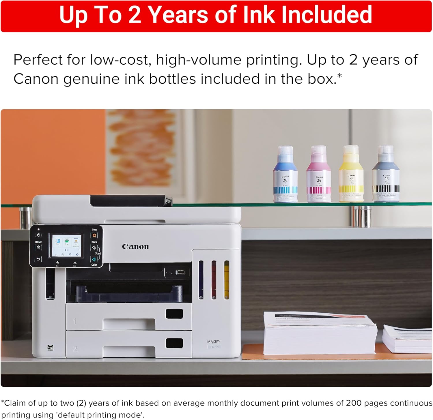 Canon Megatank GX7120 Wireless All-in-One Printer, Print, Copy, Scan and Fax with 2.7