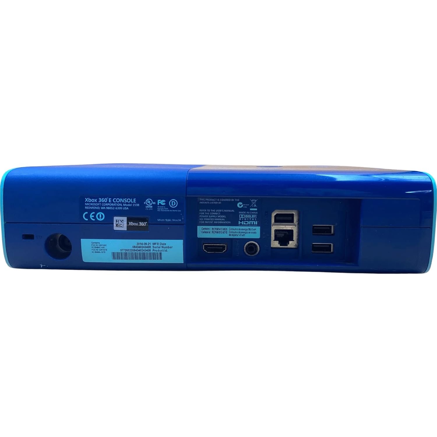 Xbox 360 500GB Blue - Teal Console with Matching Controller (Renewed)