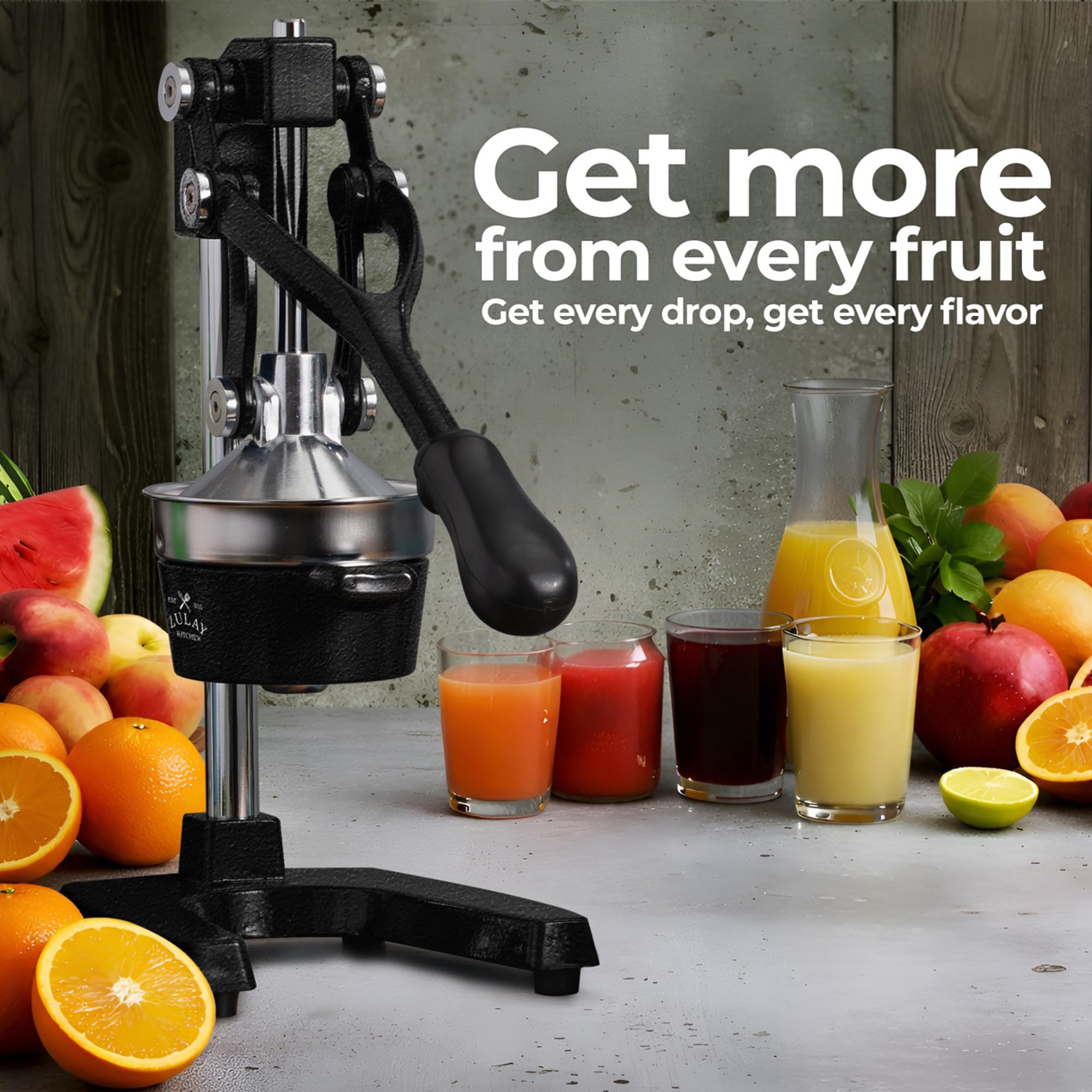 ZULAY KITCHEN Cast Iron Juicer - Heavy-Duty Manual Citrus Press