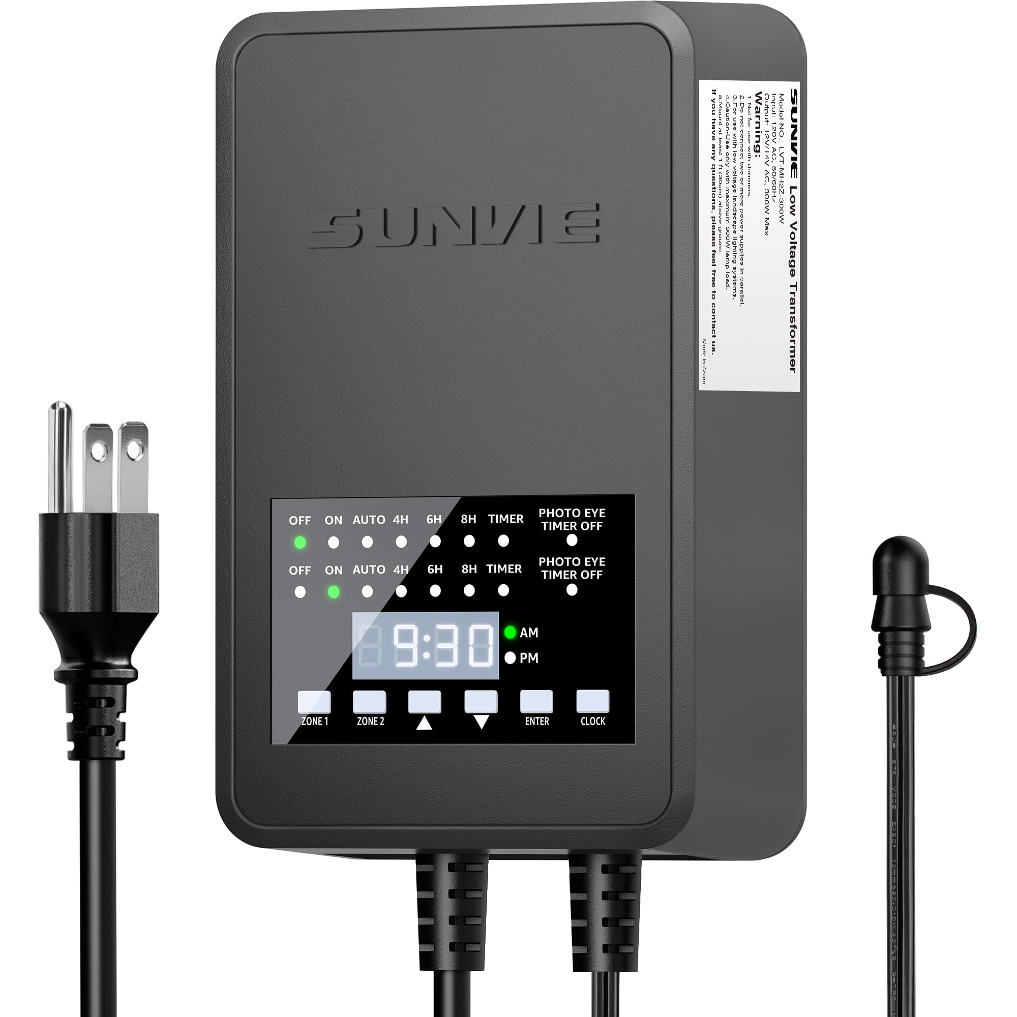 SUNVIE 300W Landscape Lighting Transformer with Timer